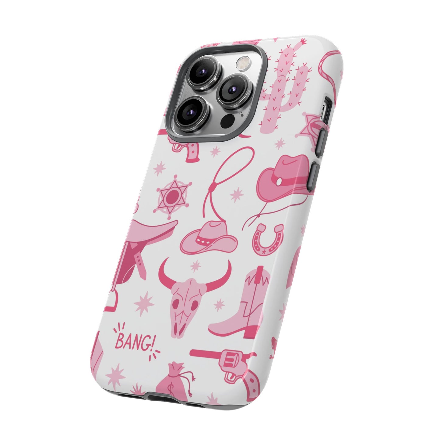 Pink Western Protective Phone Case for Iphone, Samsung and Google Phones