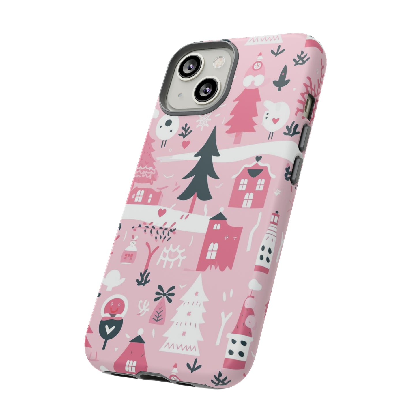 Pink Christmas Design Protective Case for Iphone, Samsung and Google Phones