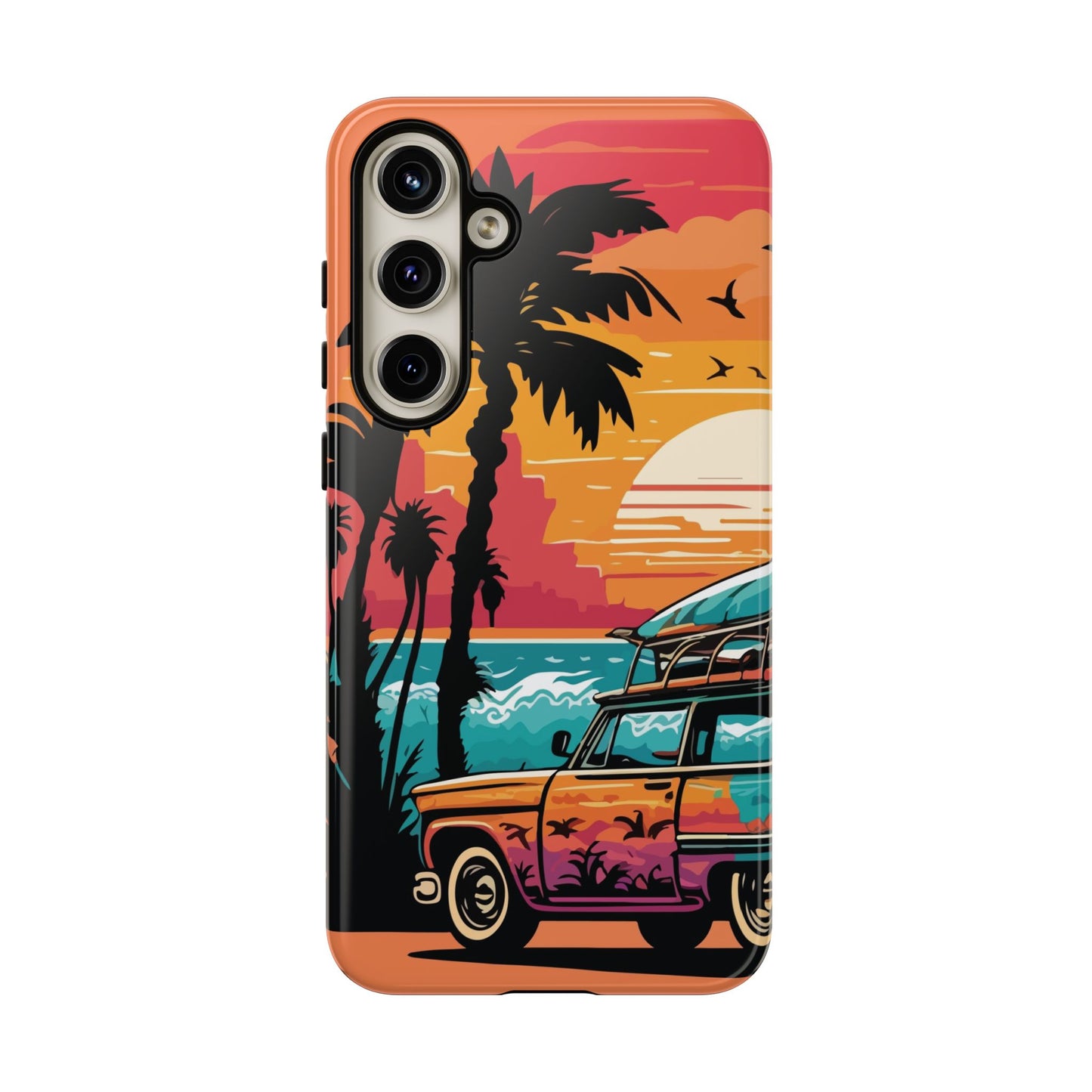 Summer Retro Sunset Protective Phone Case