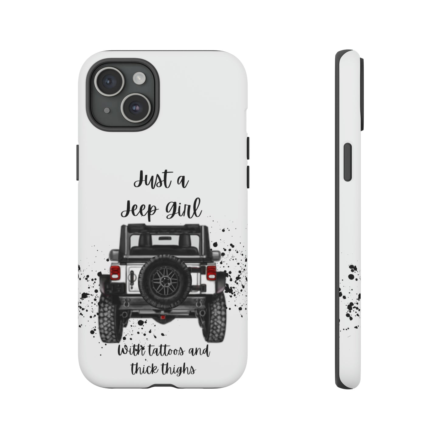 Off Road Girl with Tattoos and Thick Thighs Black Protective Phone Case