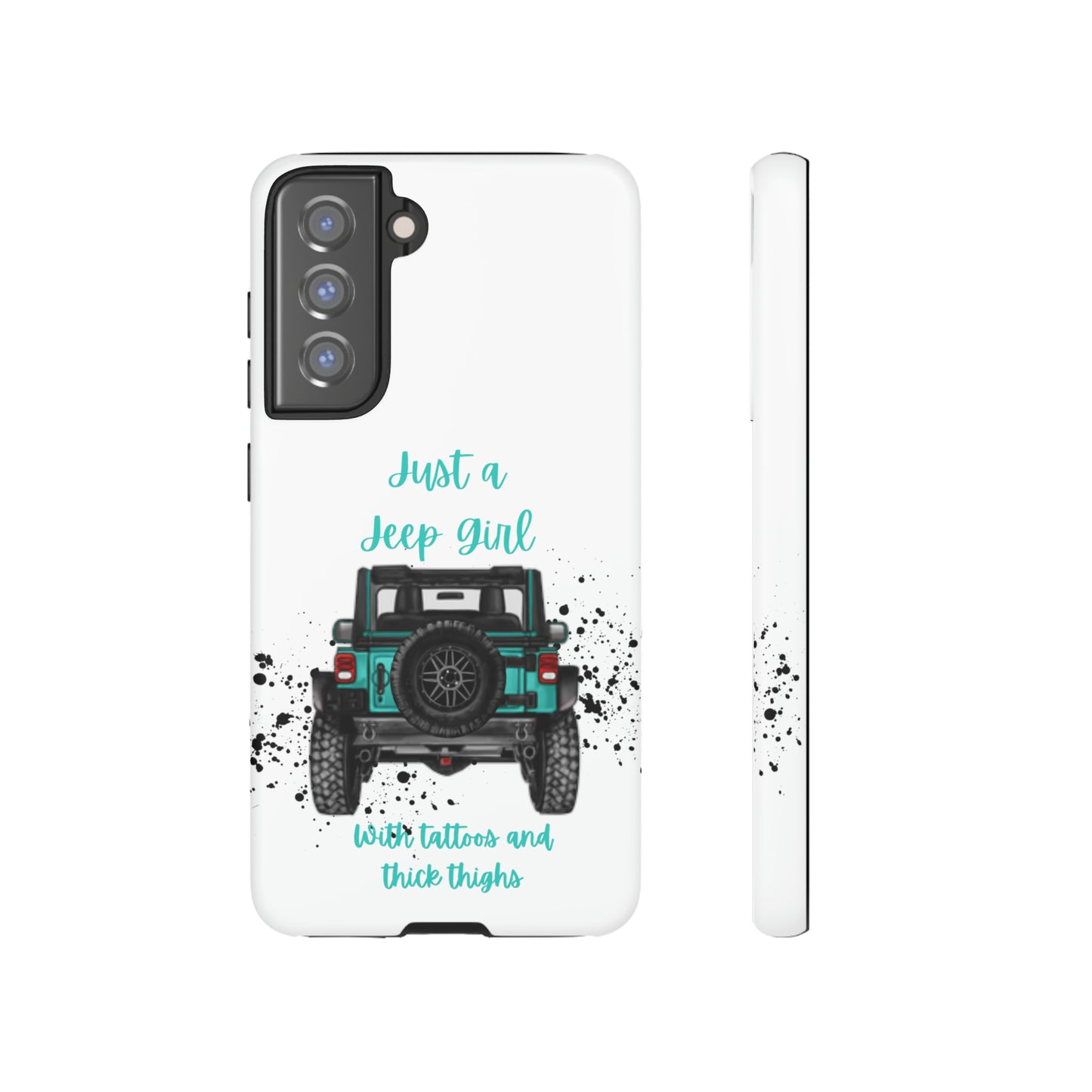 Off Road Girl with Tattoos and Thick Thighs Turquoise Protective Phone Case