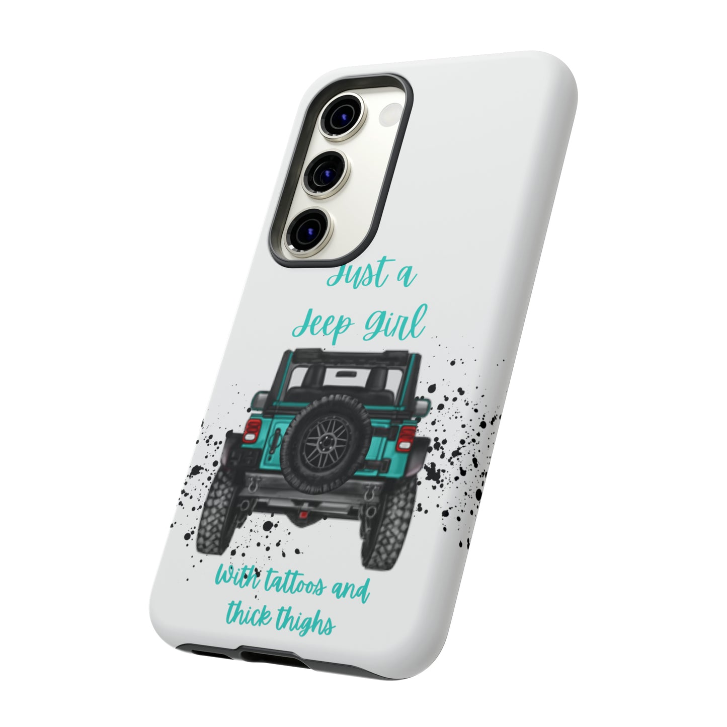 Off Road Girl with Tattoos and Thick Thighs Turquoise Protective Phone Case