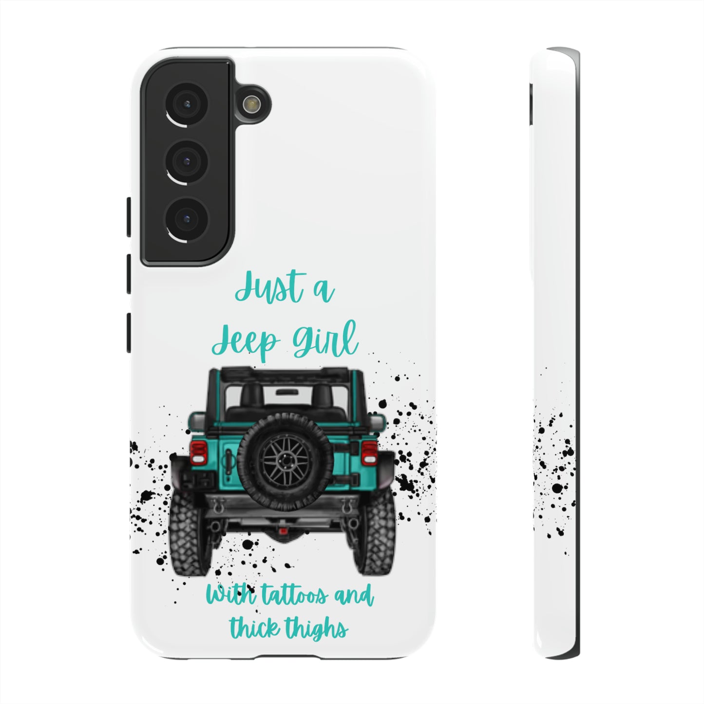 Off Road Girl with Tattoos and Thick Thighs Turquoise Protective Phone Case