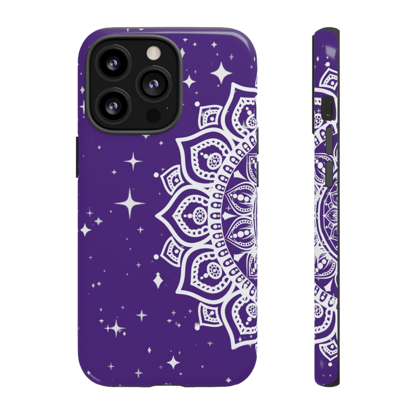 Purple mandala protective phone case for iPhone, Samsung and Google