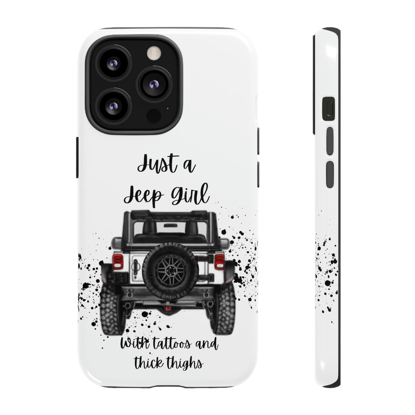 Off Road Girl with Tattoos and Thick Thighs Black Protective Phone Case