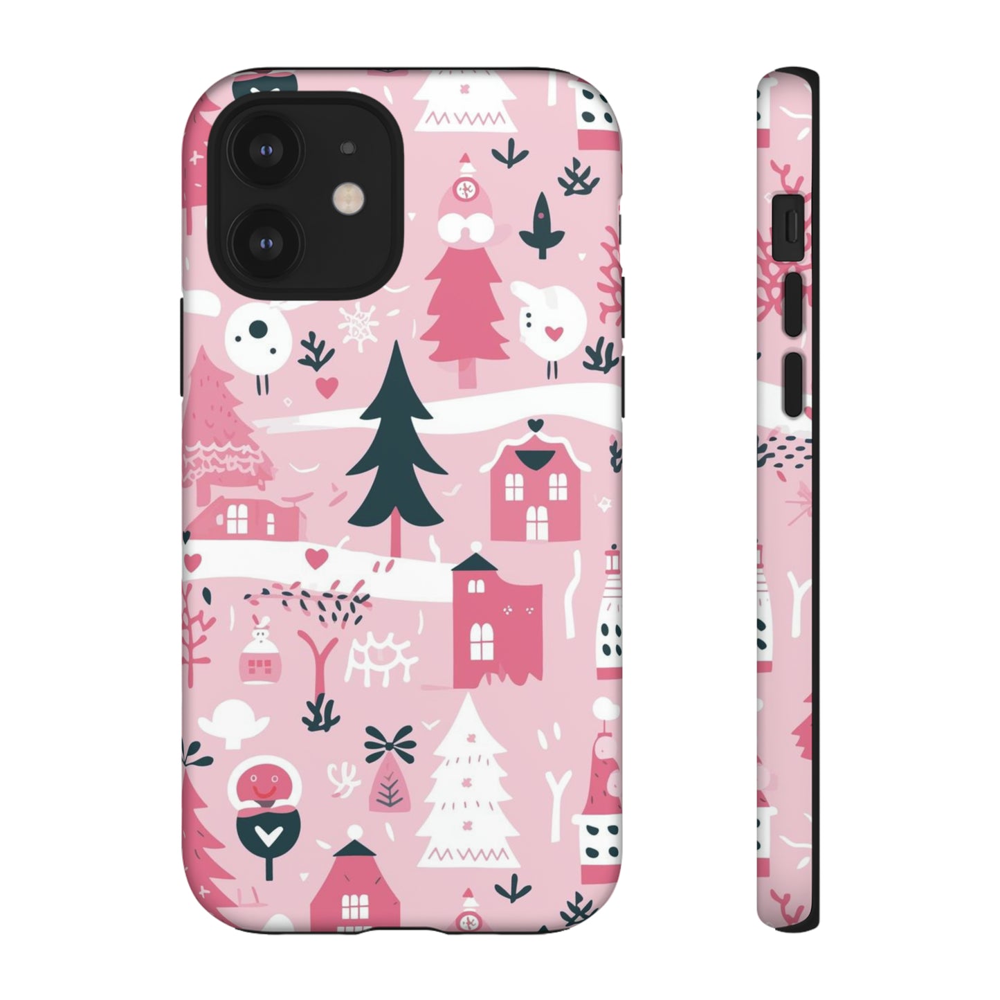 Pink Christmas Design Protective Case for Iphone, Samsung and Google Phones