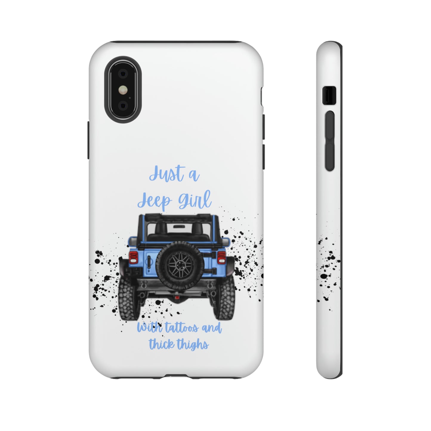 Off Road Girl with Tattoos and Thick Thighs Blue Protective Phone Case