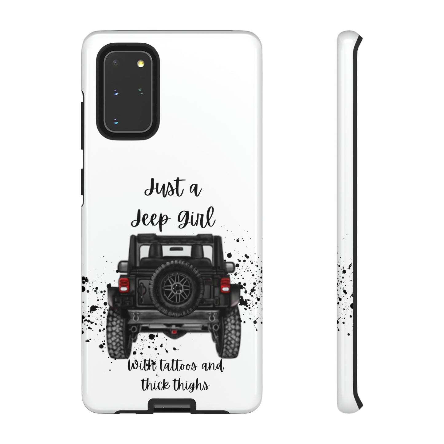 Off Road Girl with Tattoos and Thick Thighs Black Protective Phone Case