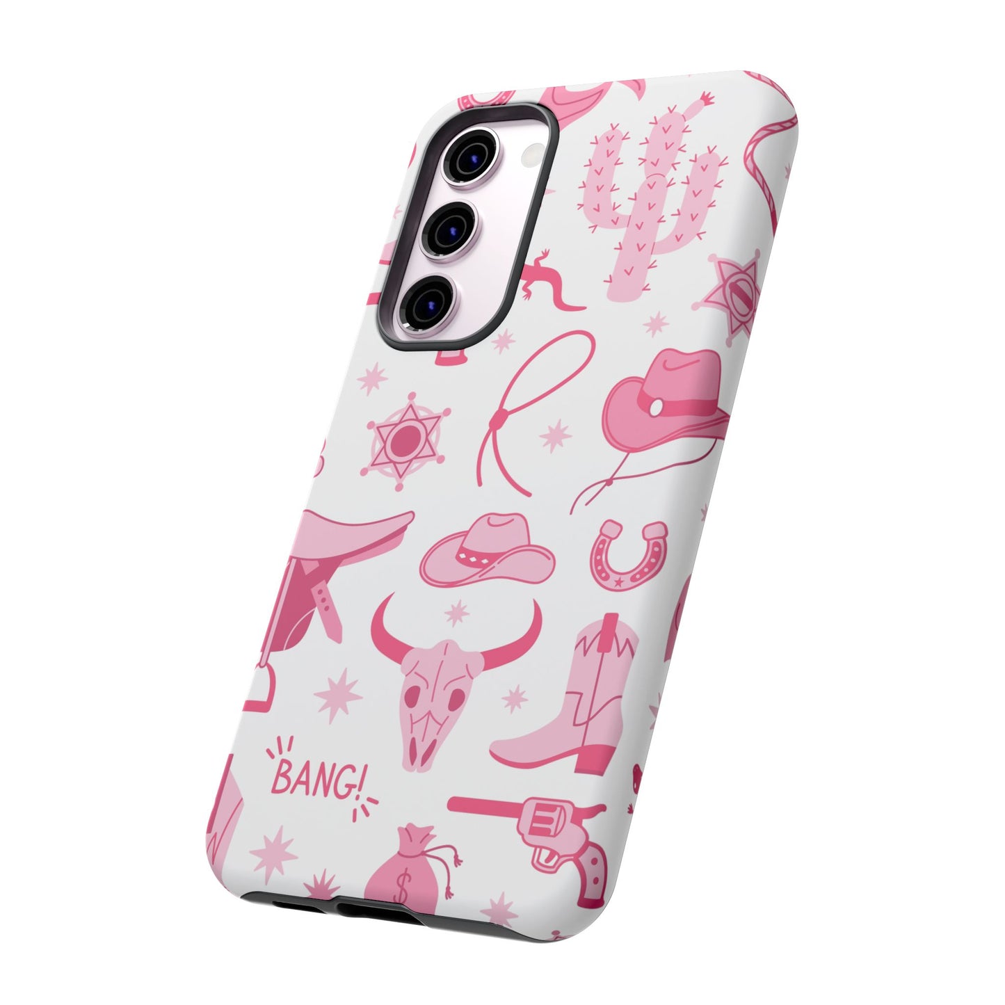 Pink Western Protective Phone Case for Iphone, Samsung and Google Phones
