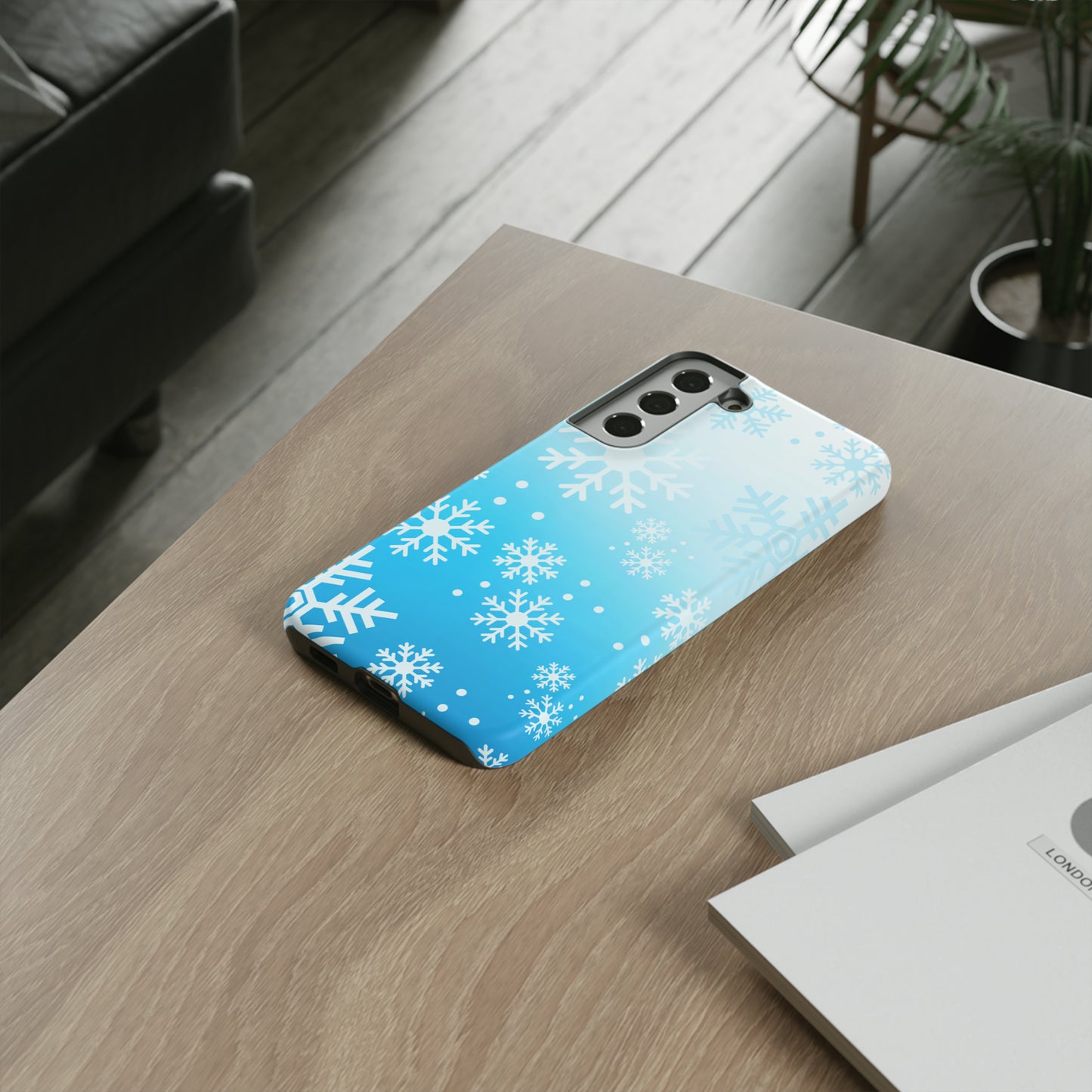 Winter, frozen, snowflake ombré protective phone case for Google, Samsung and IPhone