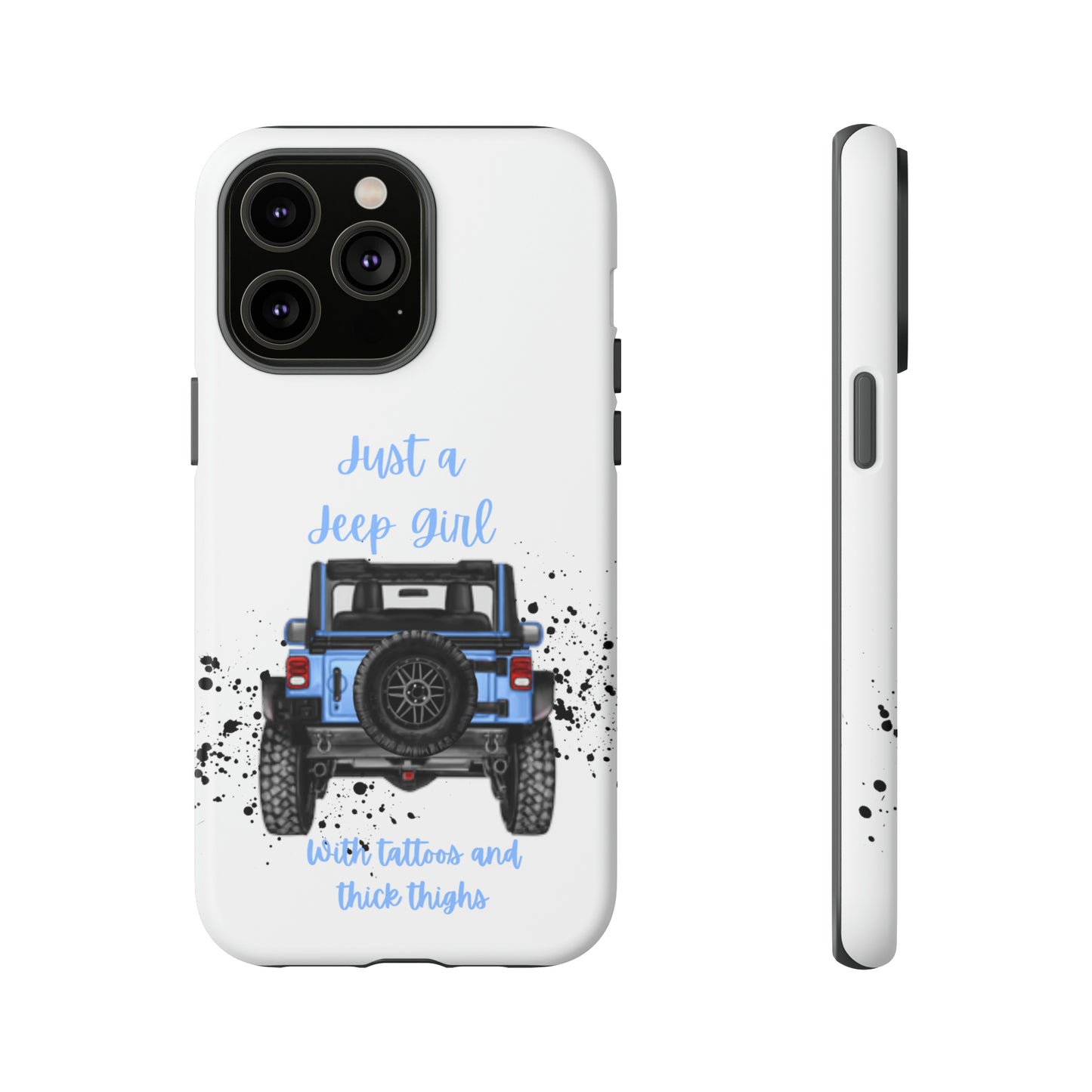 Off Road Girl with Tattoos and Thick Thighs Blue Protective Phone Case