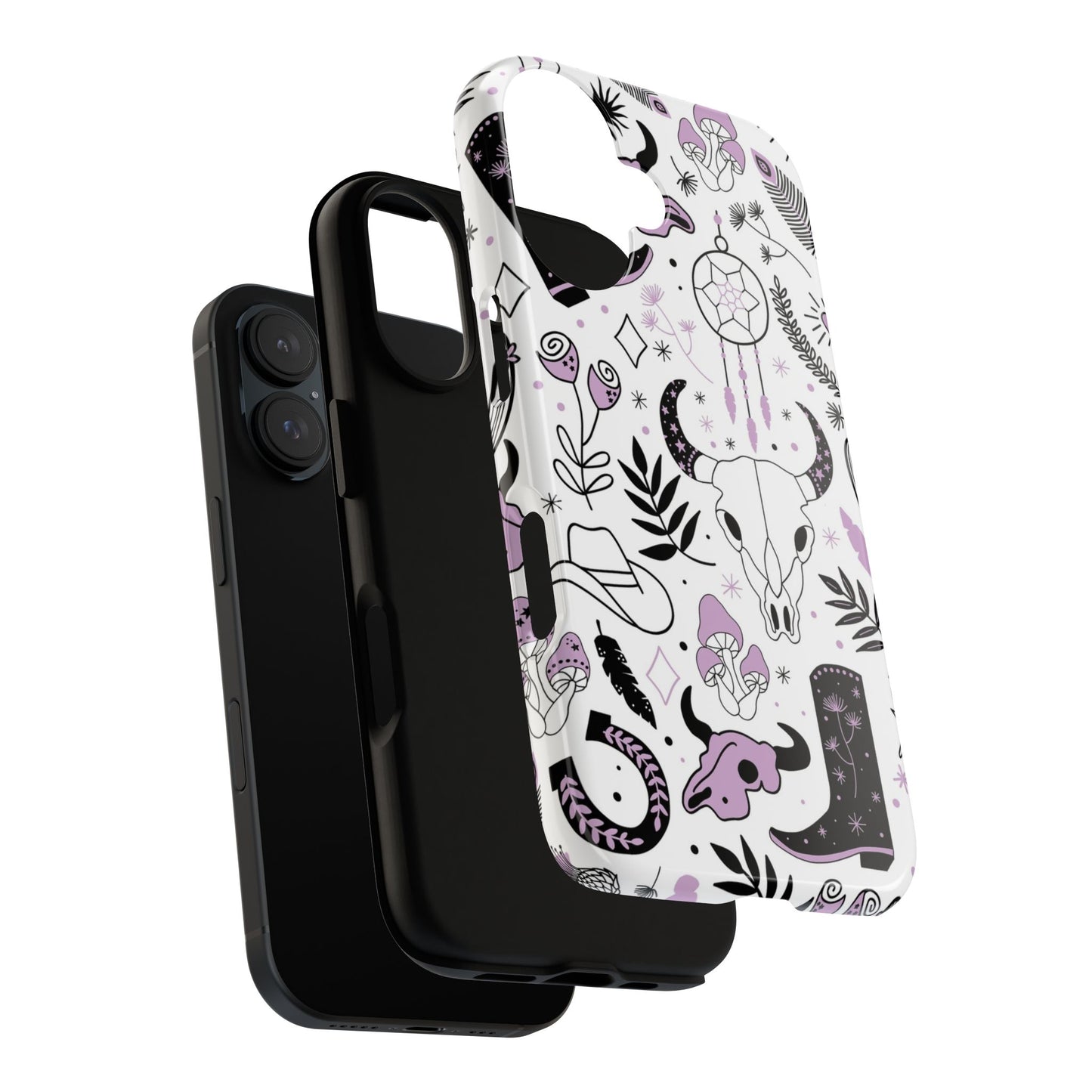 Purple and Black Western Protective Drop Proof Case Iphone, Samsung and Google phones