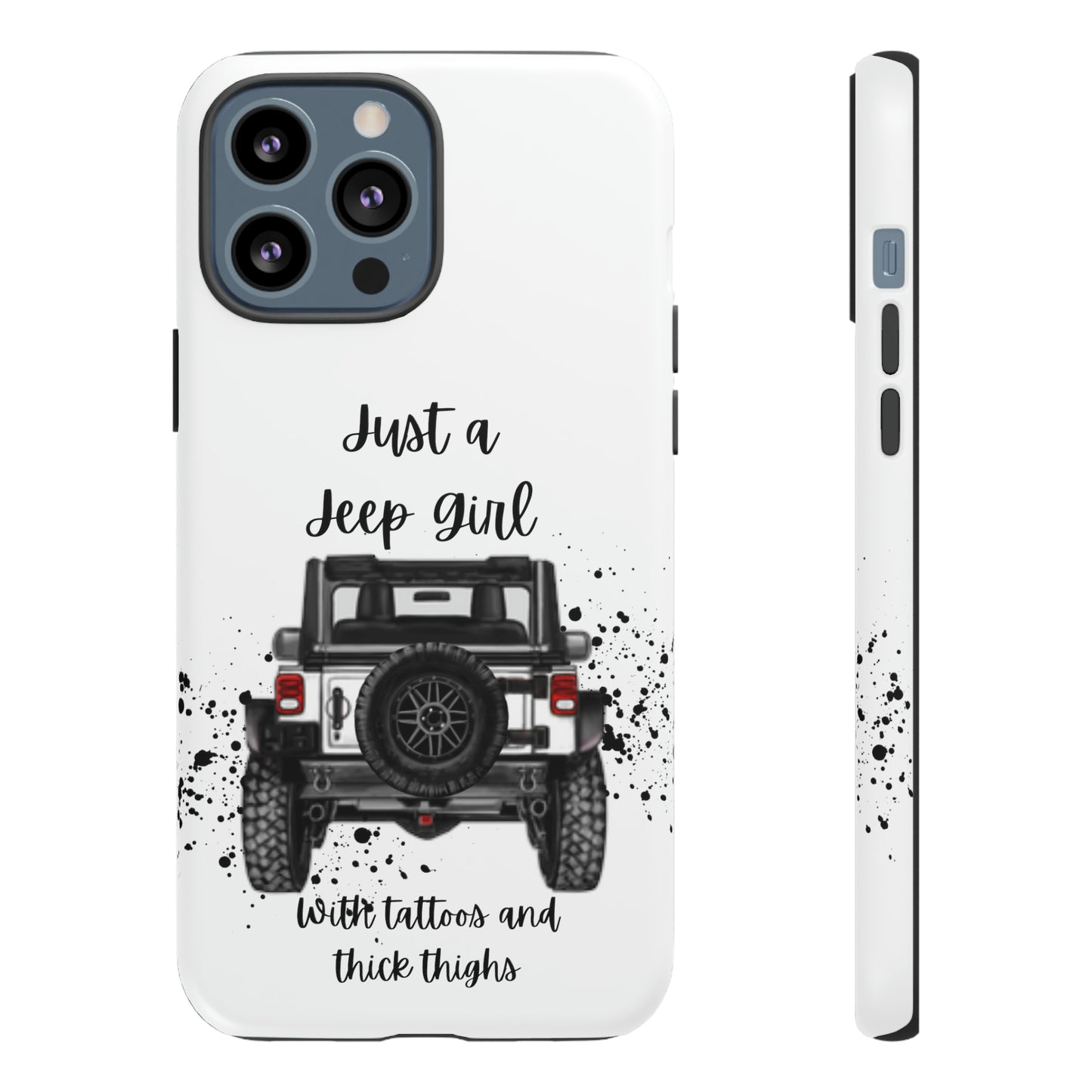 Off Road Girl with Tattoos and Thick Thighs Black Protective Phone Case