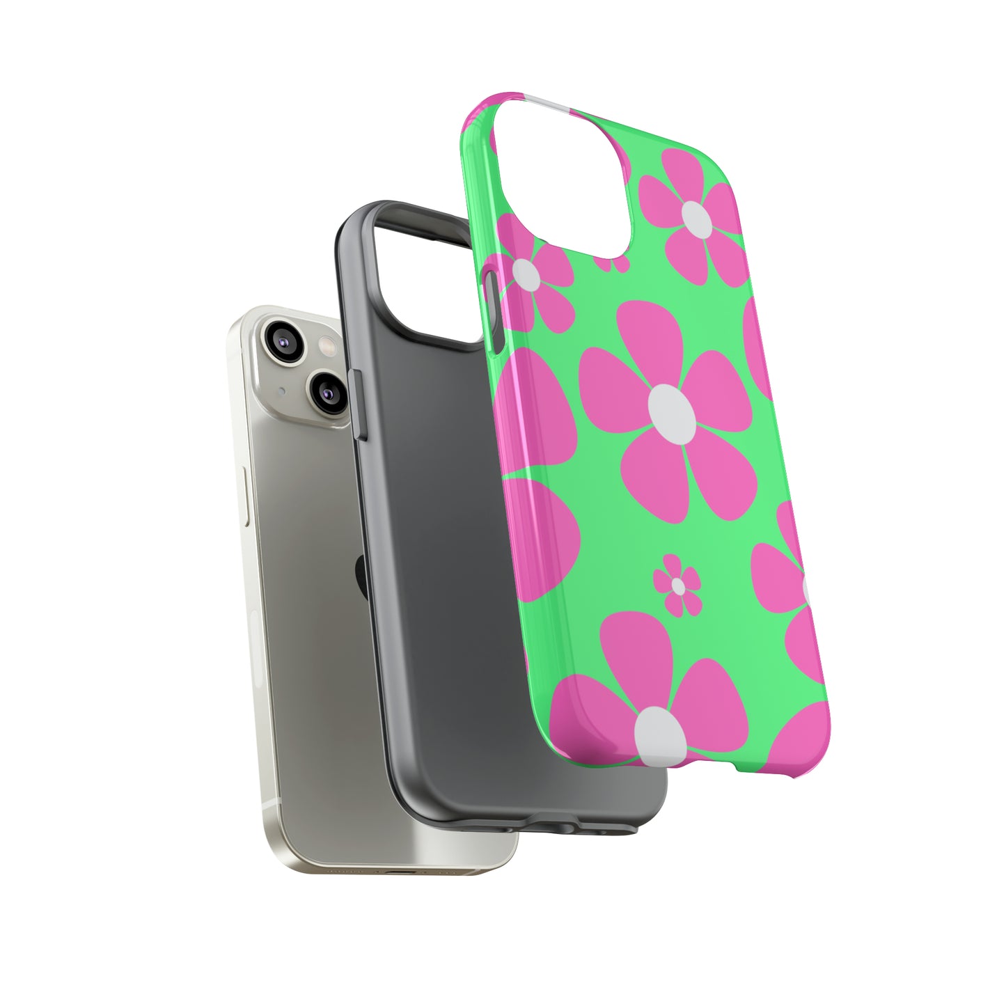 Green with pink flowers protective case