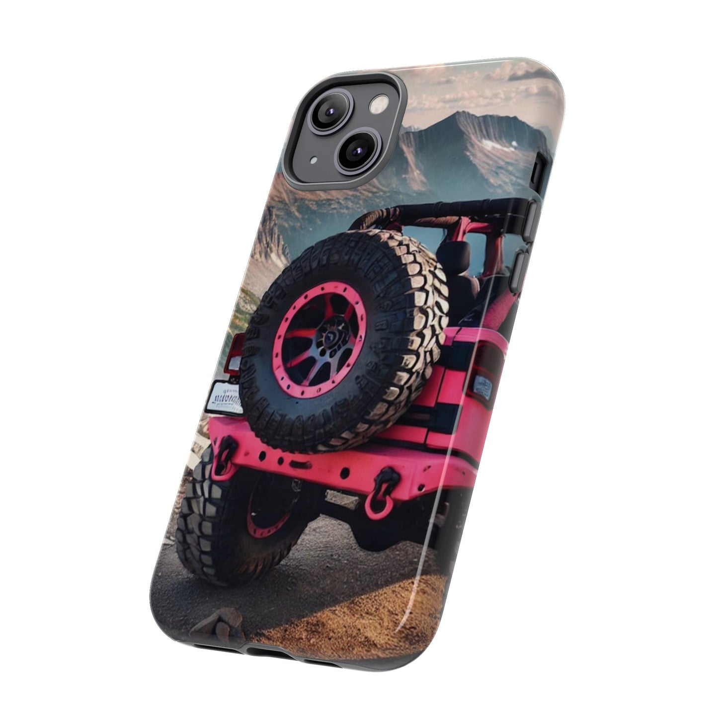 Pink Jeep Tire Protective Phone Case