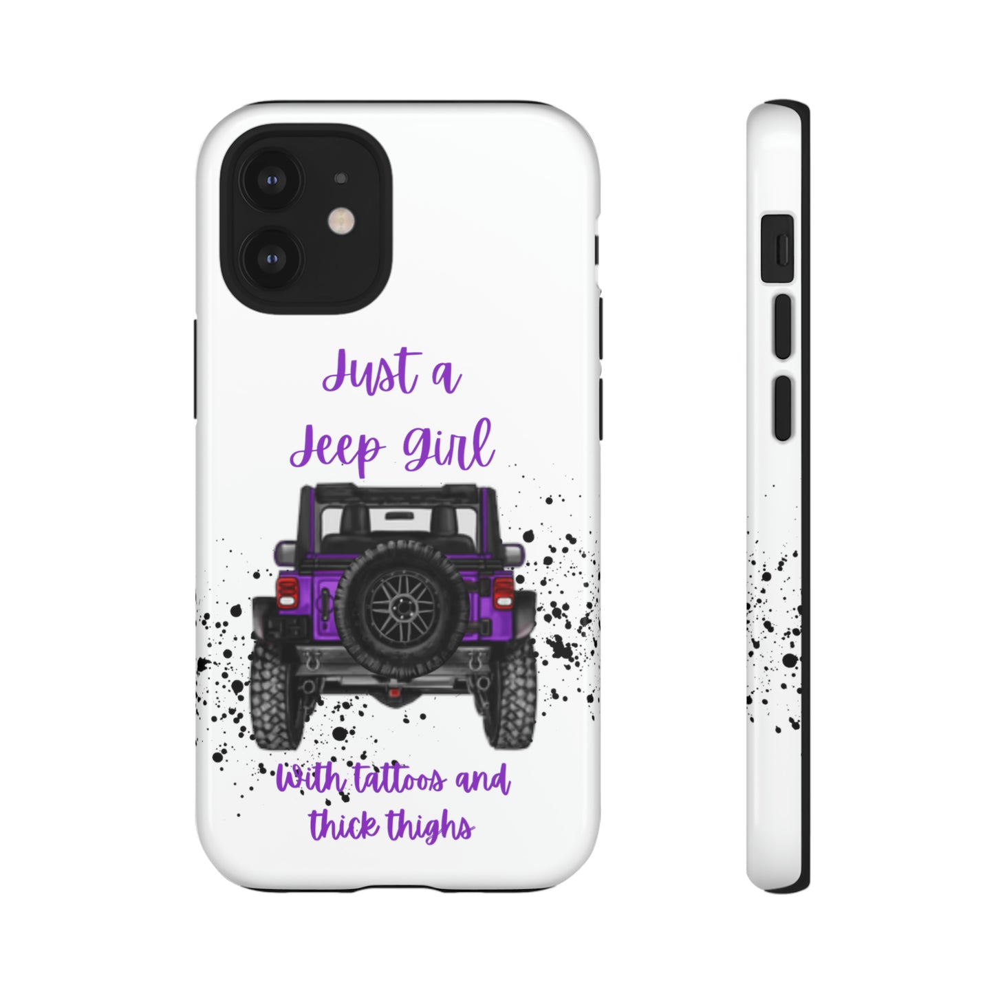 Off Road Girl with Tattoos and Thick Thighs Purple Protective Phone Case