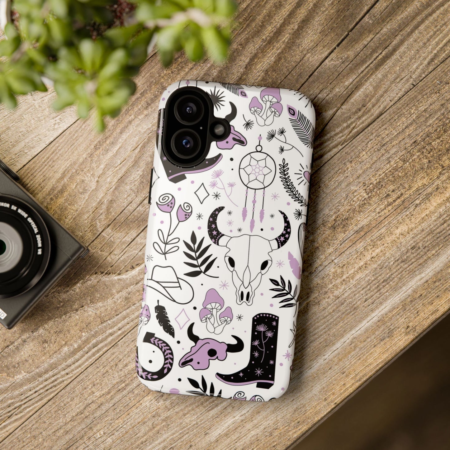 Purple and Black Western Protective Drop Proof Case Iphone, Samsung and Google phones