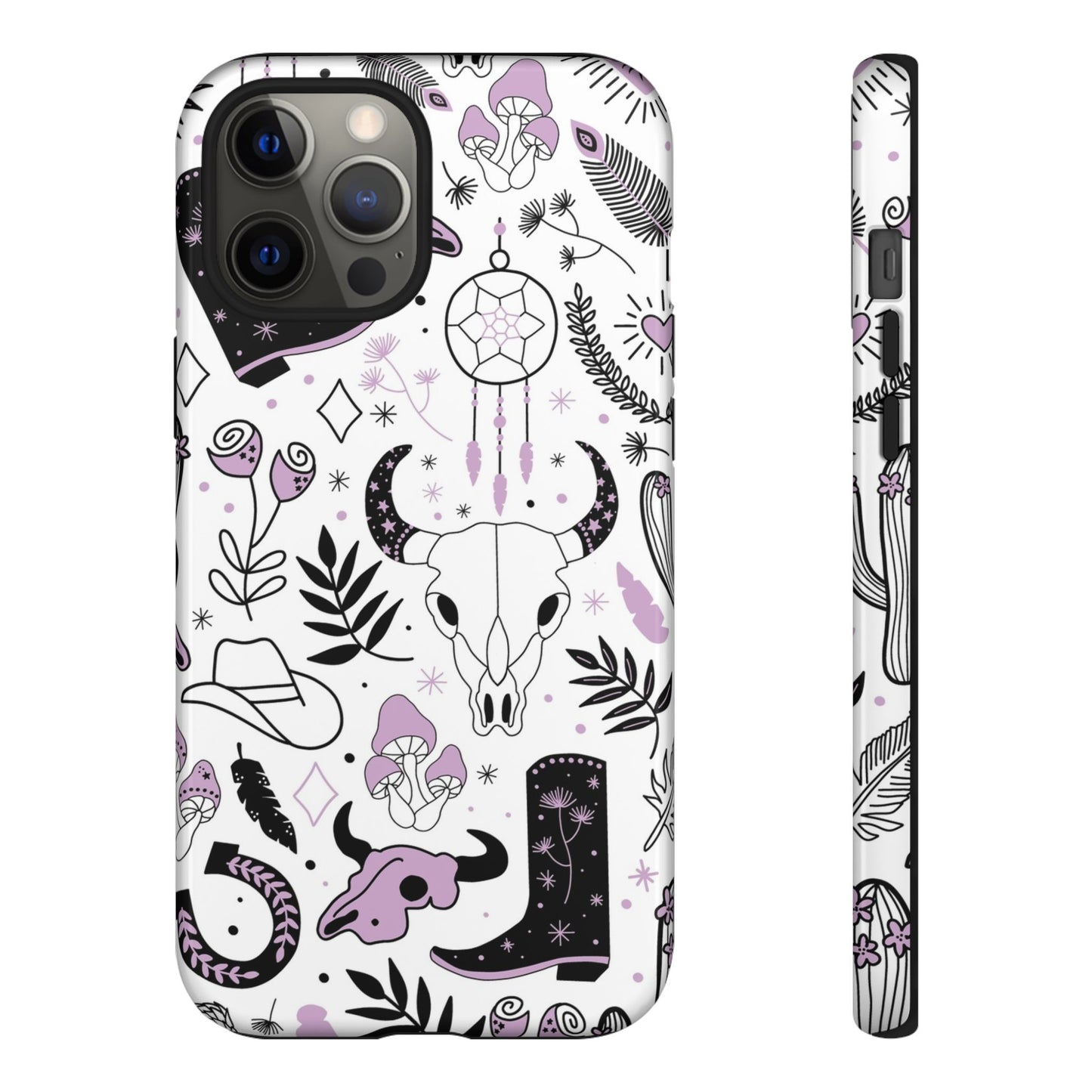 Purple and Black Western Protective Drop Proof Case Iphone, Samsung and Google phones