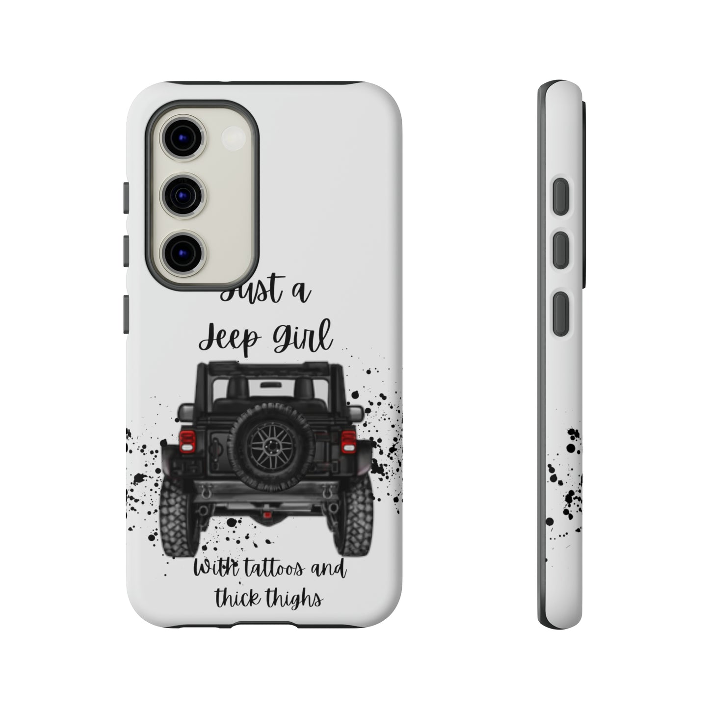 Off Road Girl with Tattoos and Thick Thighs Black Protective Phone Case