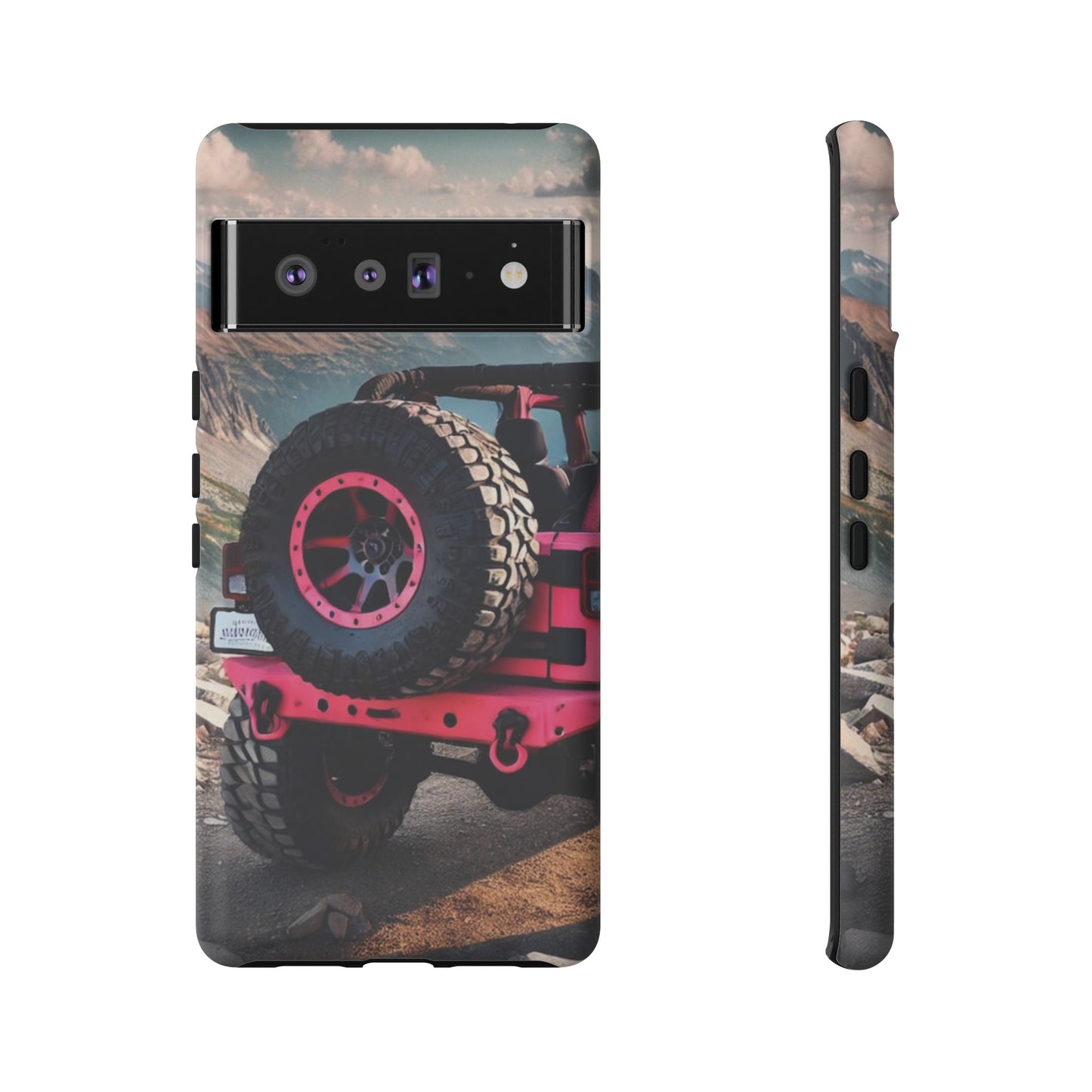 Pink Jeep Tire Protective Phone Case