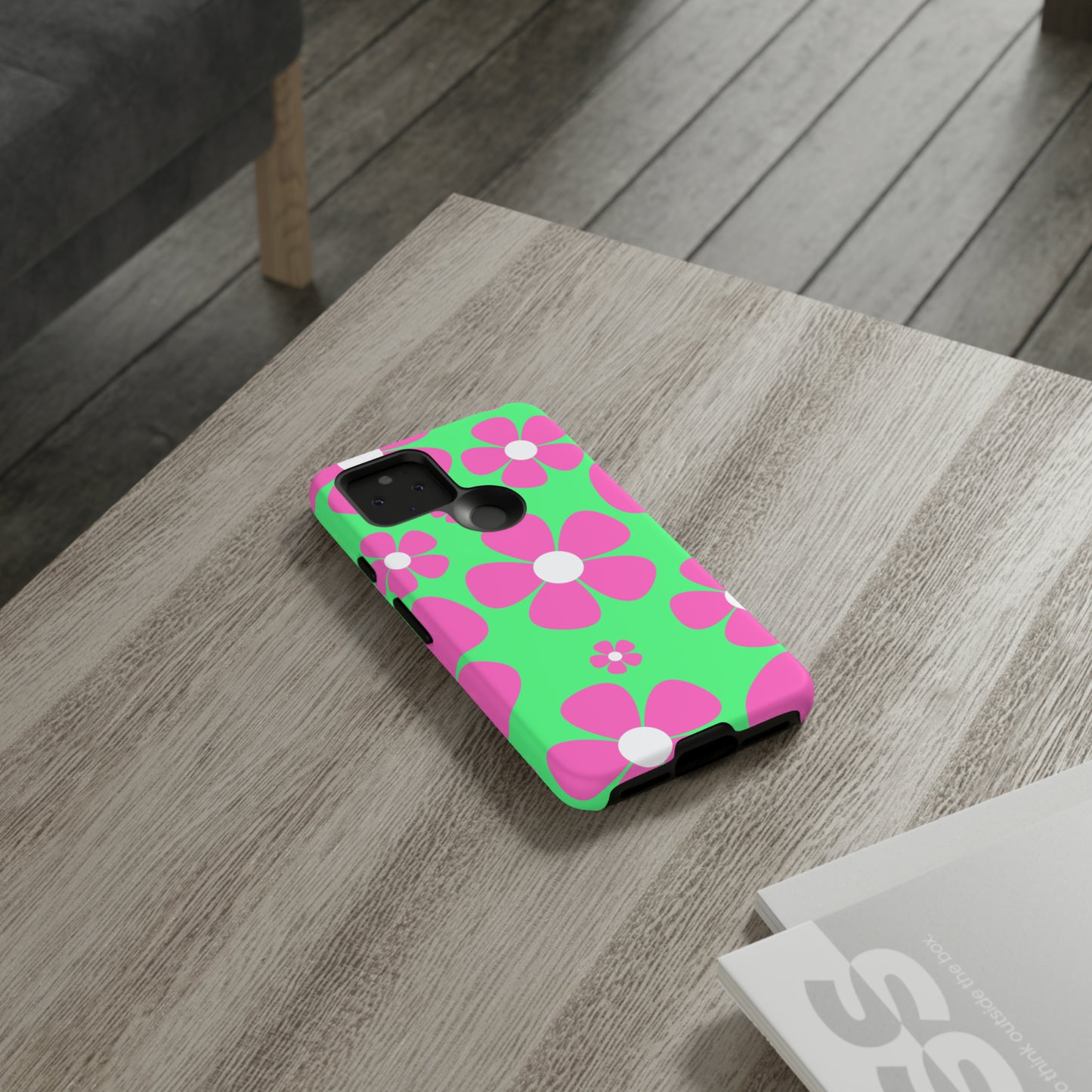 Green with pink flowers protective case