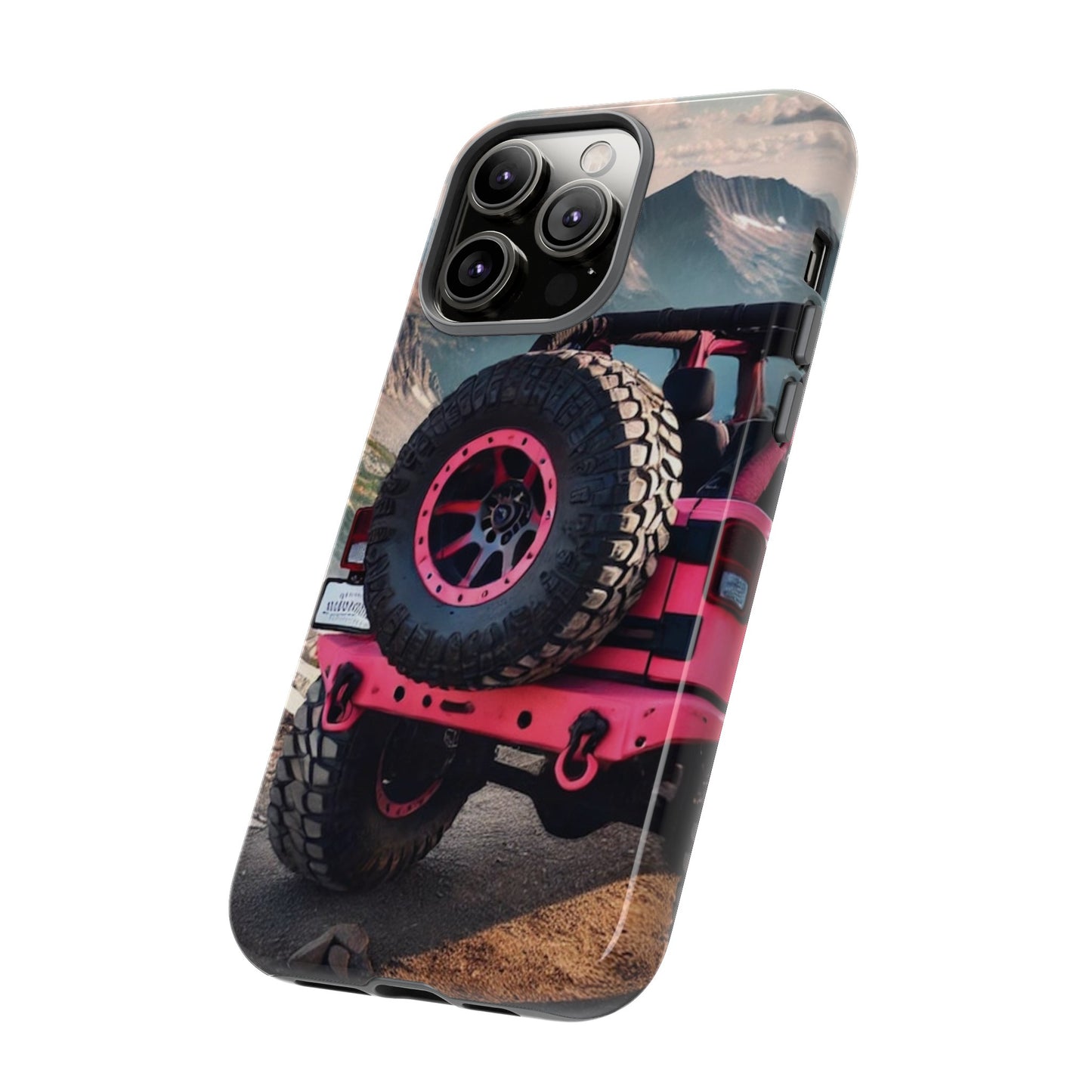 Pink Jeep Tire Protective Phone Case