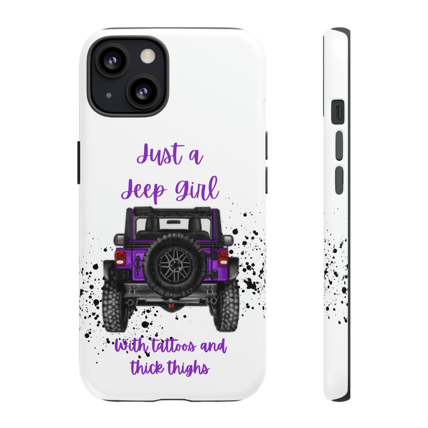 Off Road Girl with Tattoos and Thick Thighs Purple Protective Phone Case