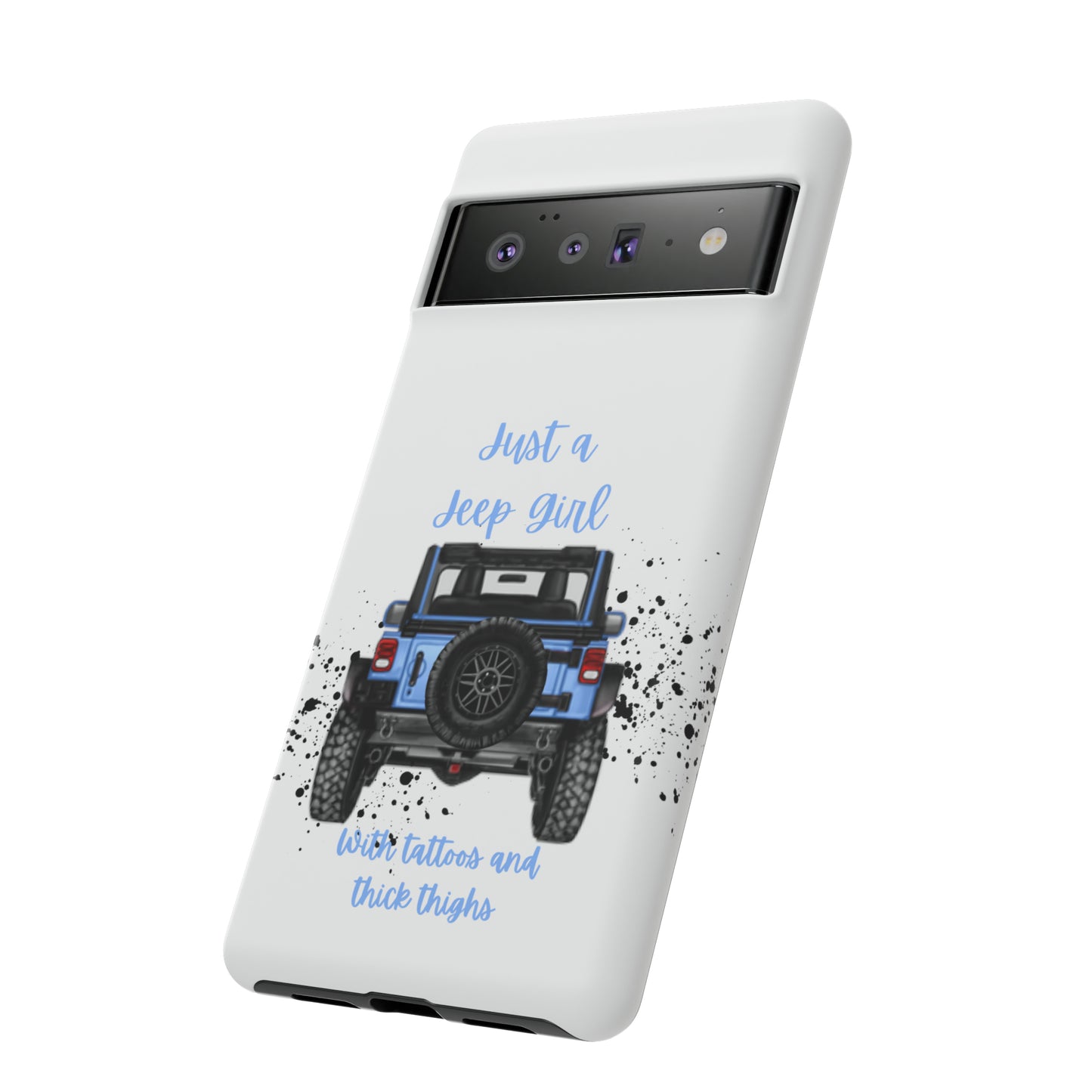 Off Road Girl with Tattoos and Thick Thighs Blue Protective Phone Case