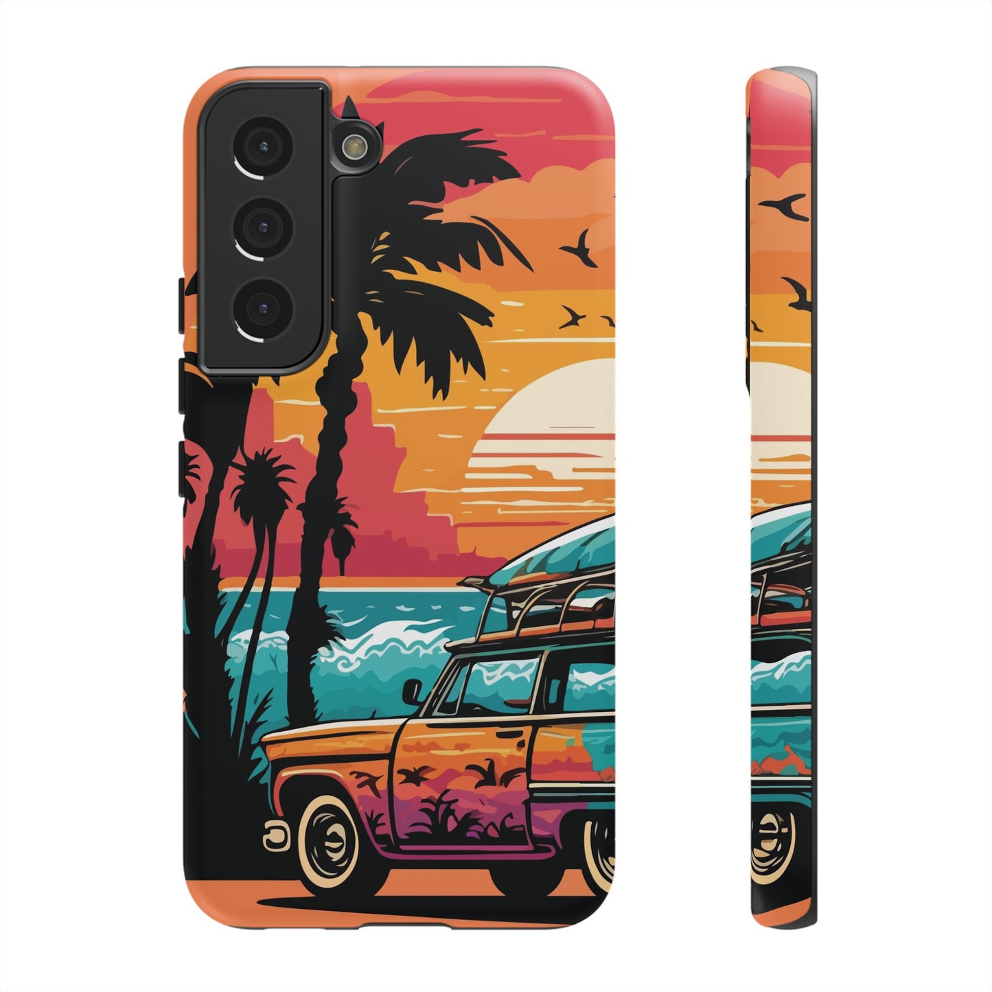 Summer Retro Sunset Protective Phone Case