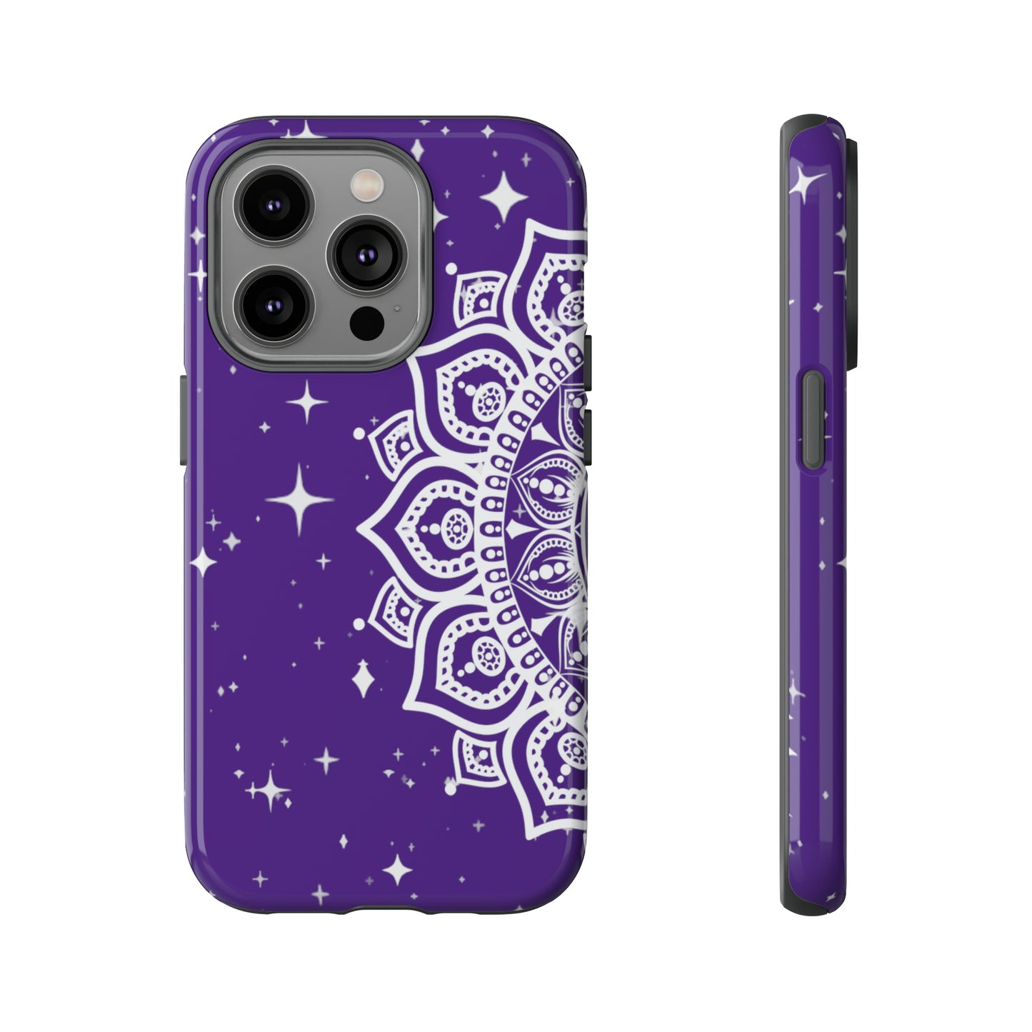 Purple mandala protective phone case for iPhone, Samsung and Google