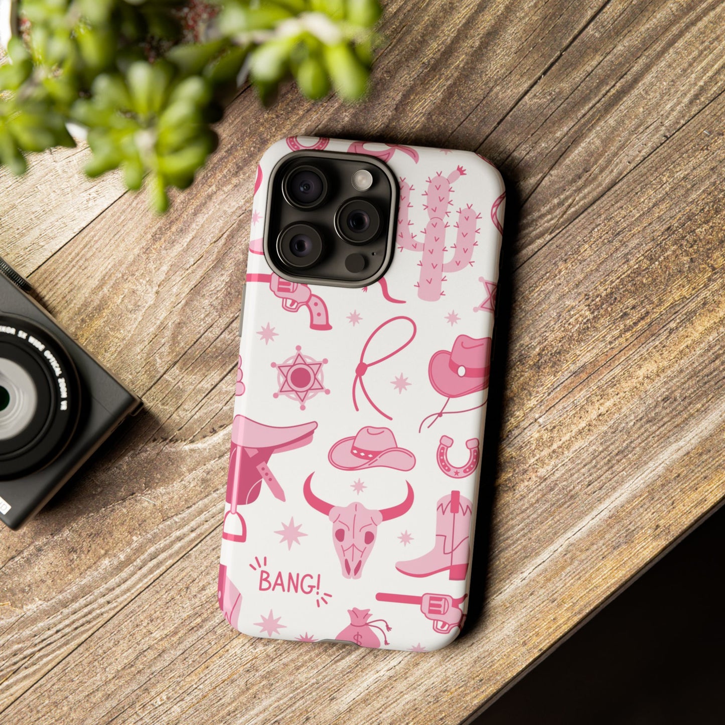 Pink Western Protective Phone Case for Iphone, Samsung and Google Phones