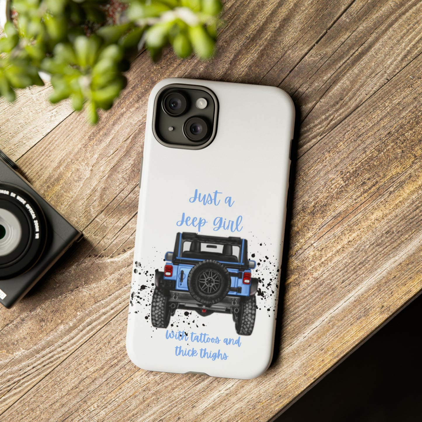 Off Road Girl with Tattoos and Thick Thighs Blue Protective Phone Case