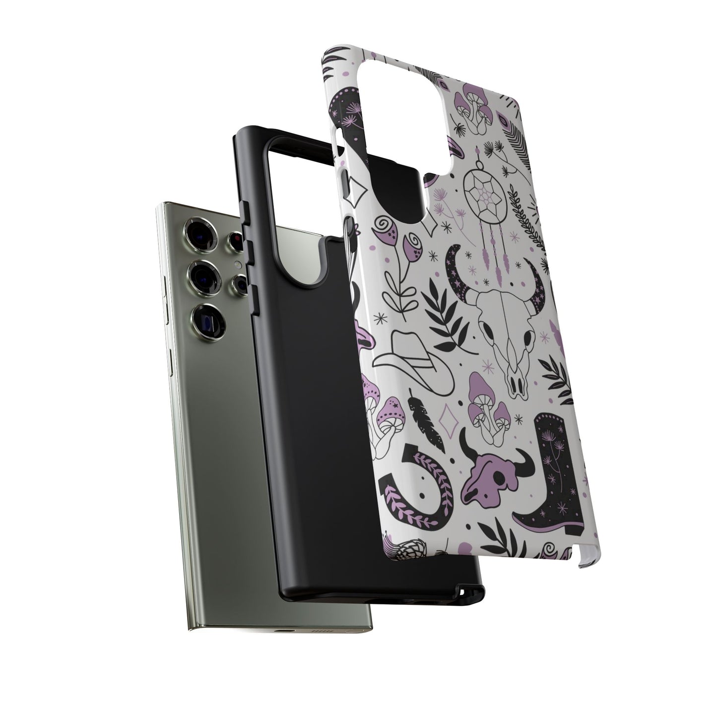 Purple and Black Western Protective Drop Proof Case Iphone, Samsung and Google phones