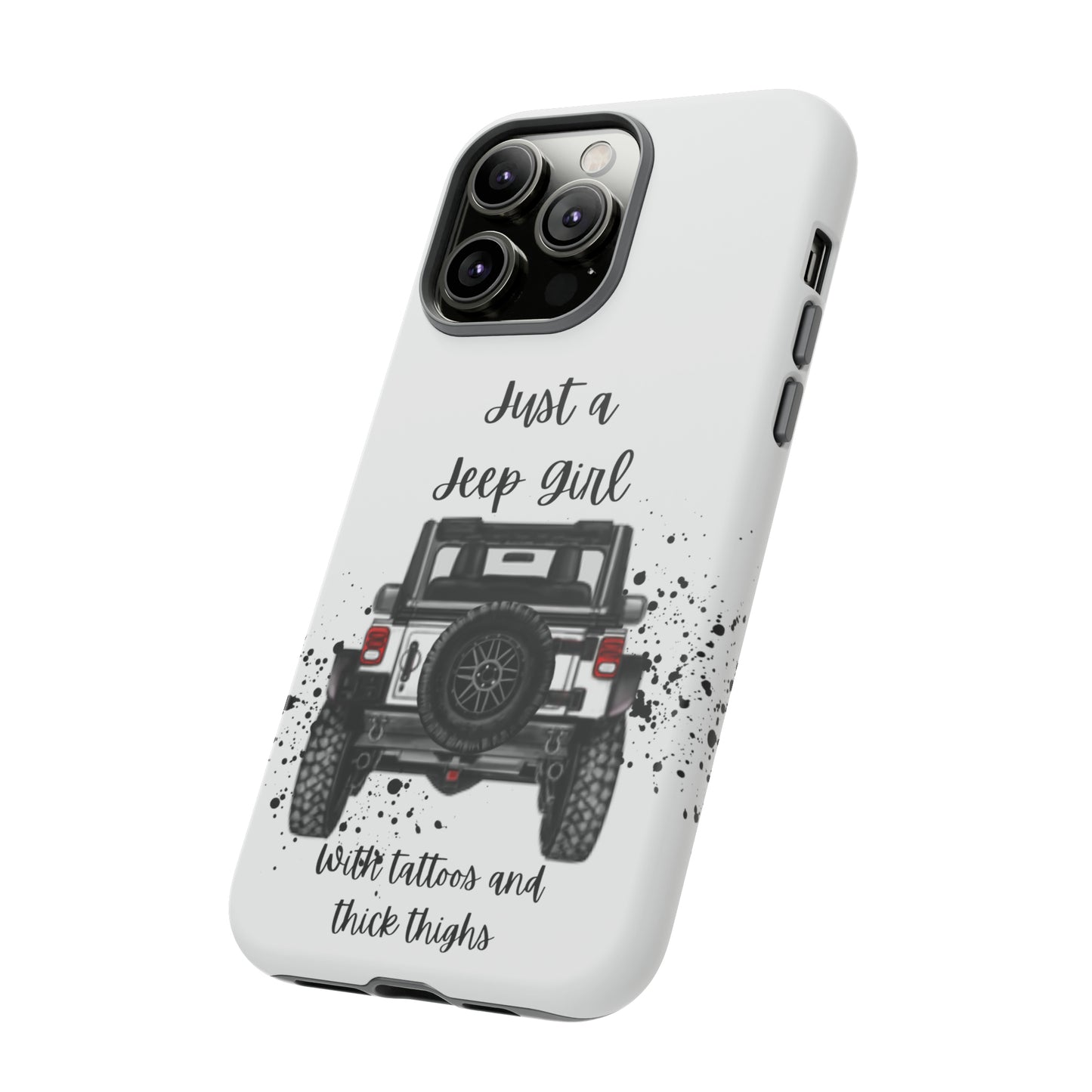 Off Road Girl with Tattoos and Thick Thighs Black Protective Phone Case