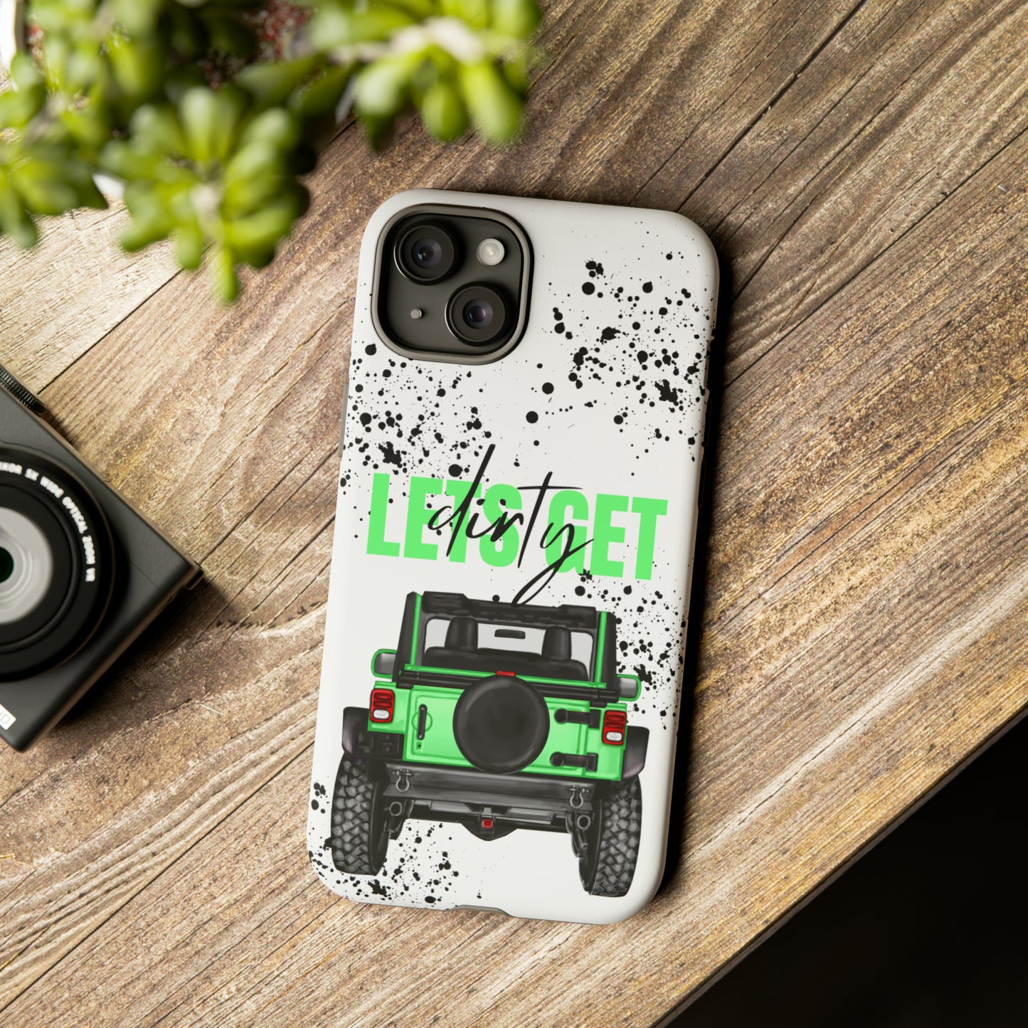 Lets Get Dirty Off Road Green Splatter Protective Phone Case