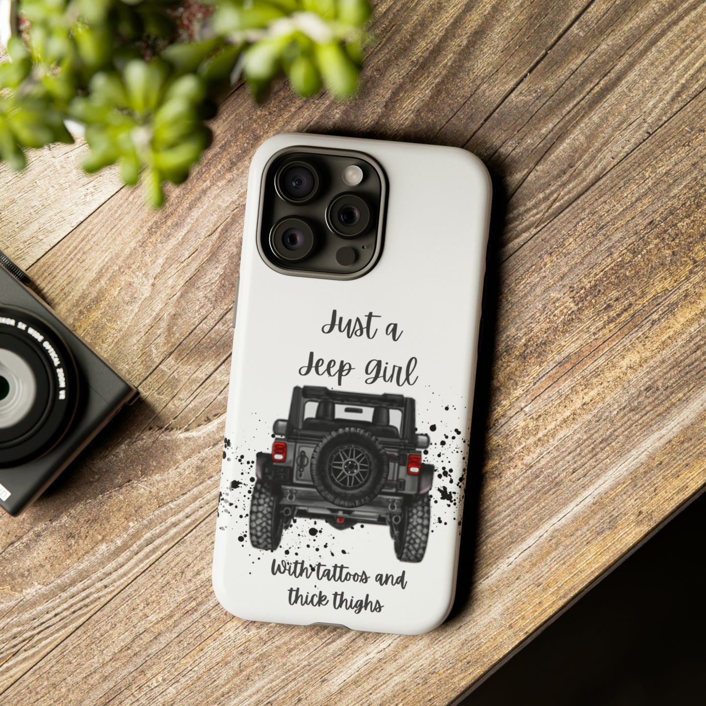 Off Road Girl with Tattoos and Thick Thighs Grey Protective Phkne Case