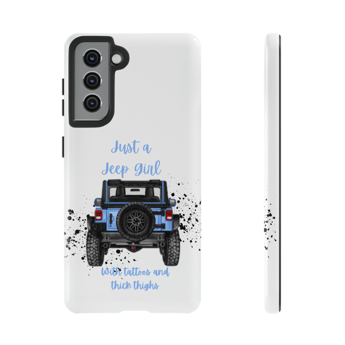 Off Road Girl with Tattoos and Thick Thighs Blue Protective Phone Case