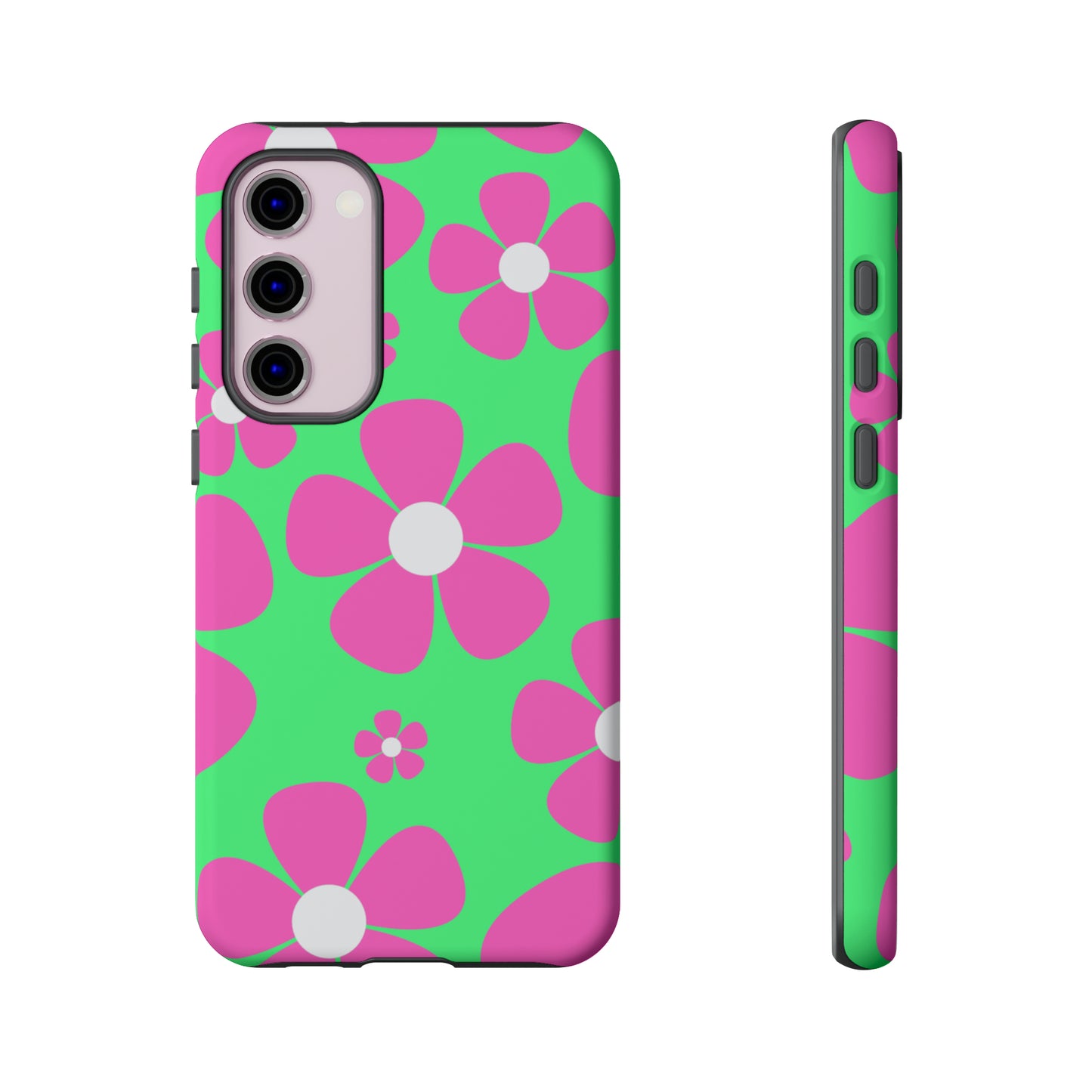 Green with pink flowers protective case