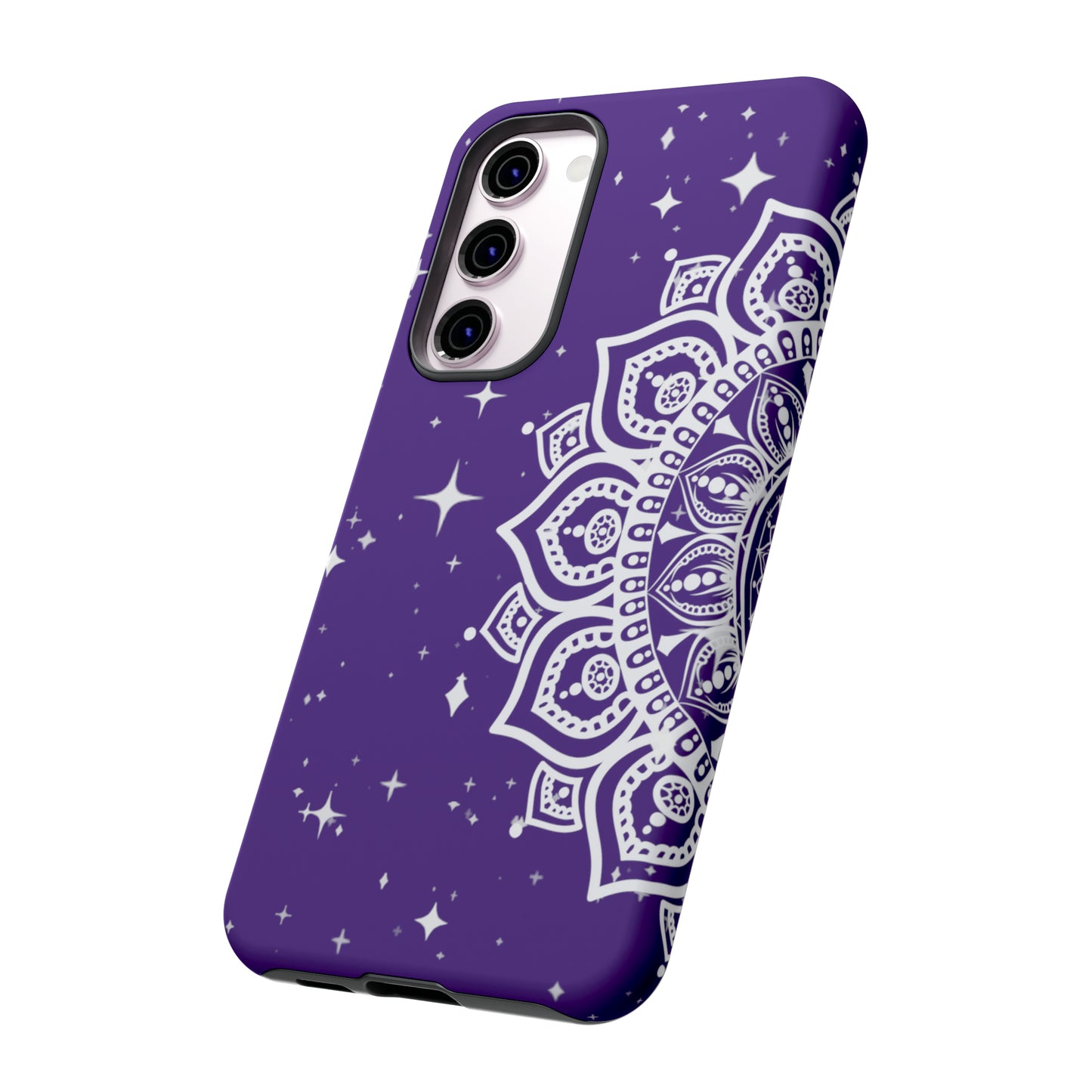 Purple mandala protective phone case for iPhone, Samsung and Google