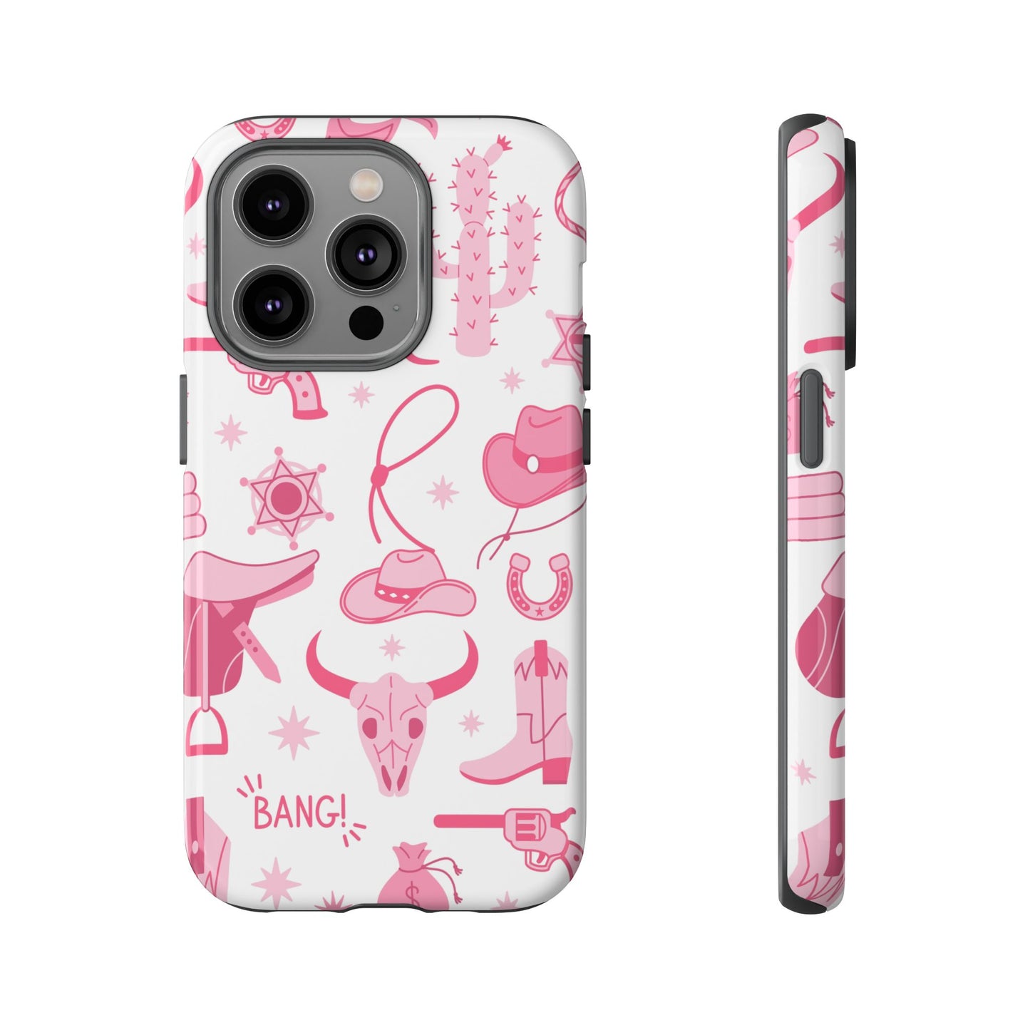 Pink Western Protective Phone Case for Iphone, Samsung and Google Phones