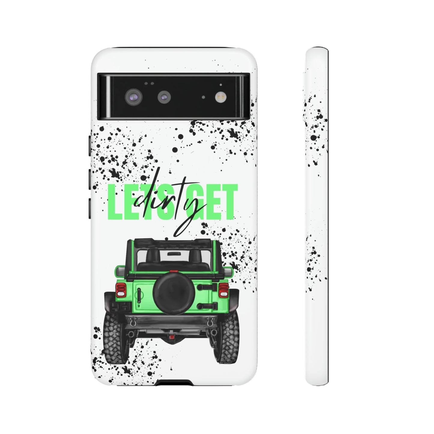 Lets Get Dirty Off Road Green Splatter Protective Phone Case