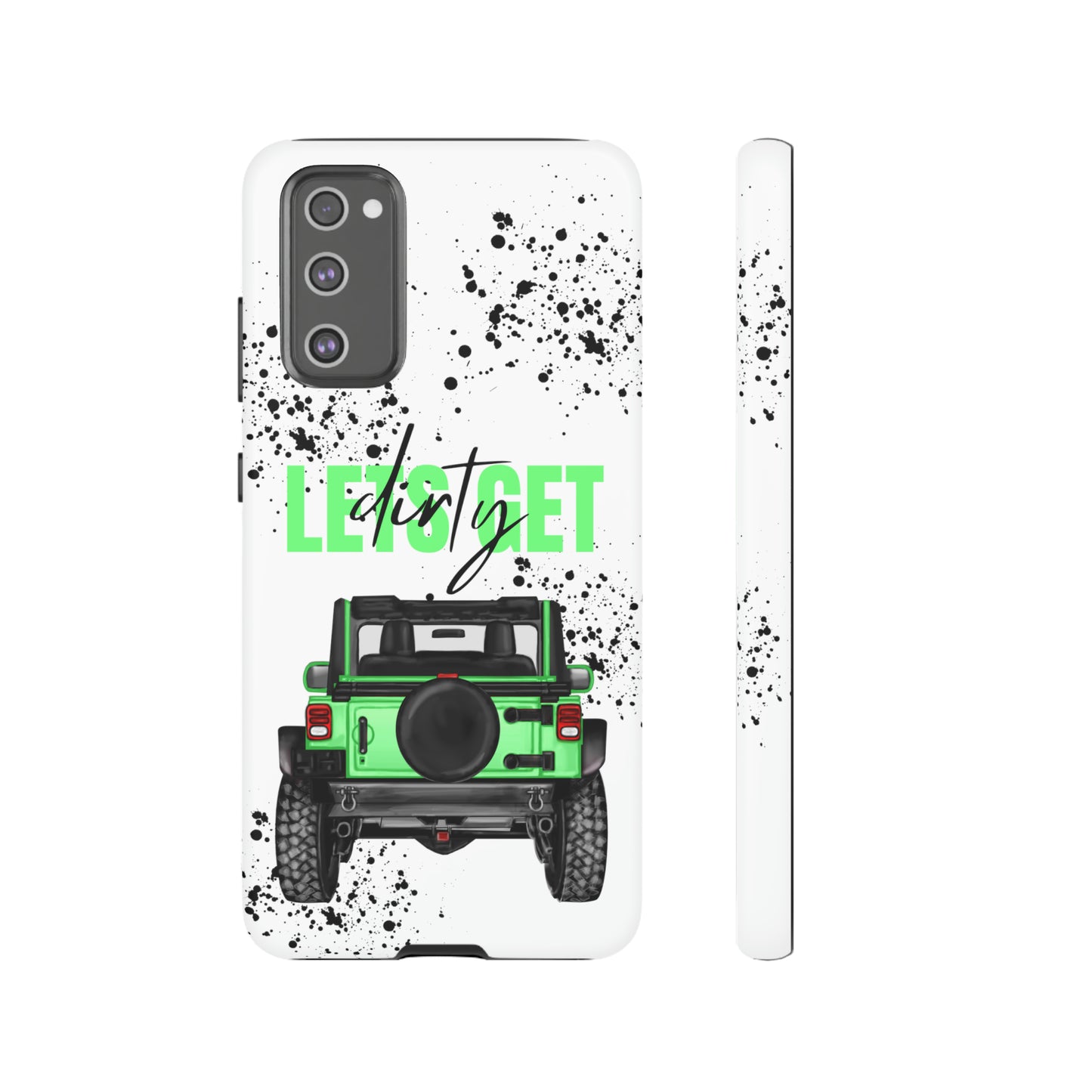 Lets Get Dirty Off Road Green Splatter Protective Phone Case