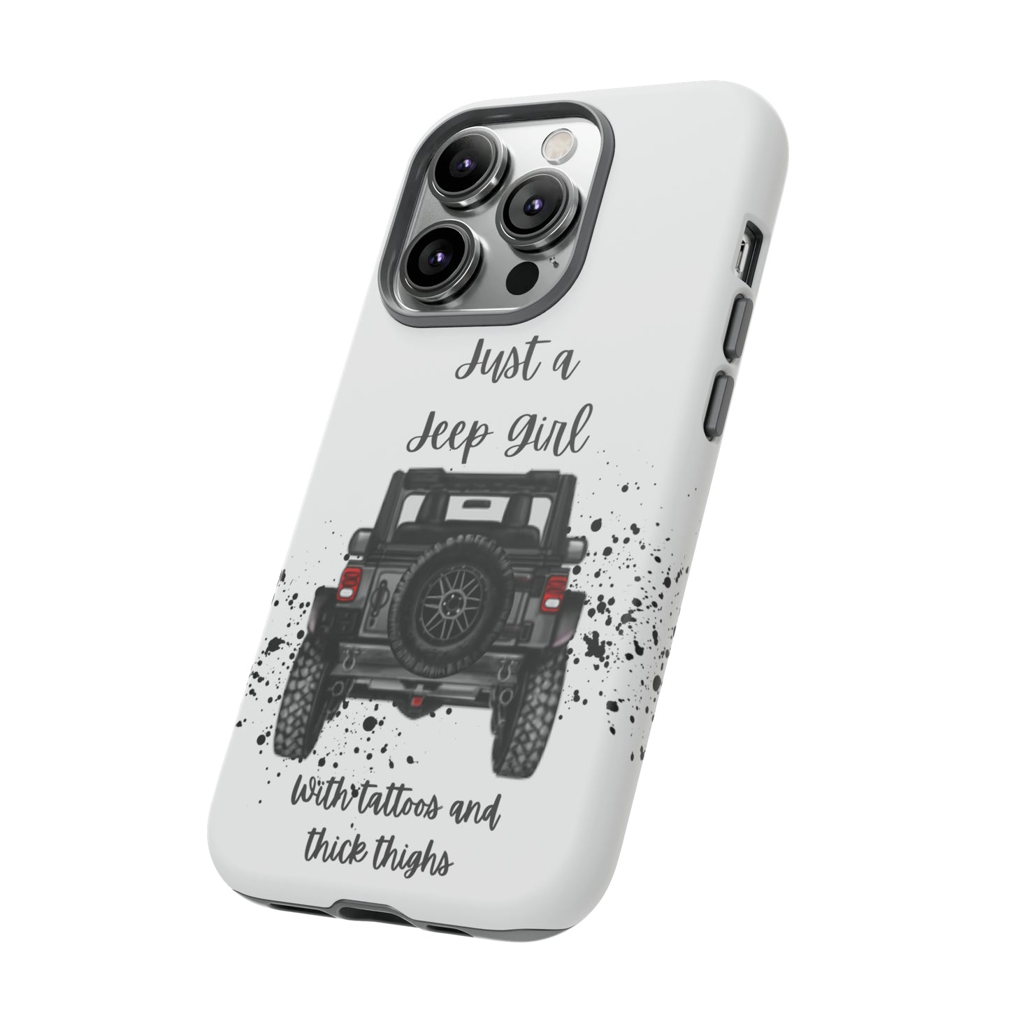 Off Road Girl with Tattoos and Thick Thighs Grey Protective Phkne Case