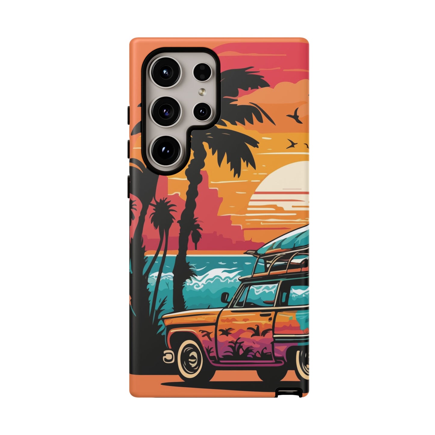 Summer Retro Sunset Protective Phone Case