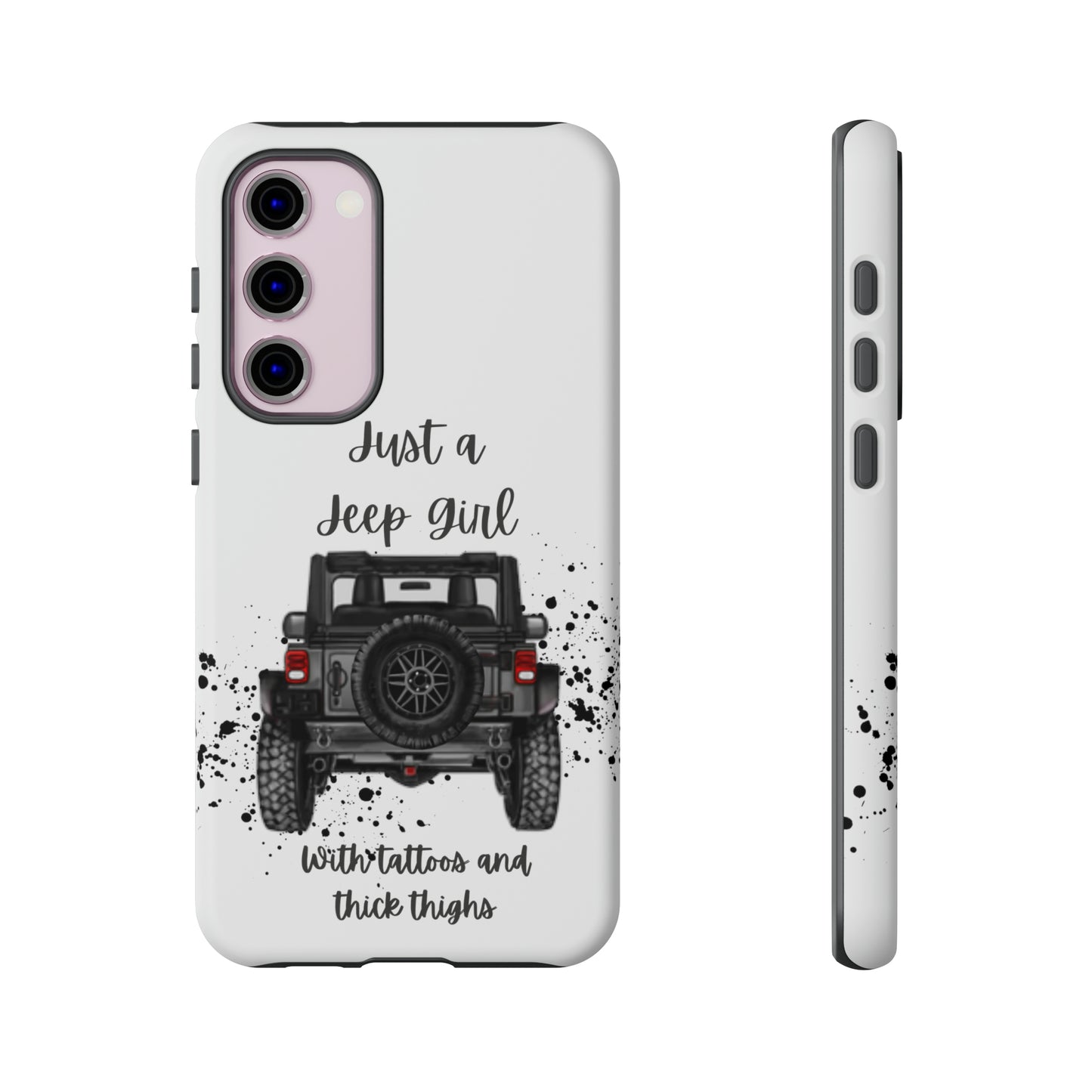 Off Road Girl with Tattoos and Thick Thighs Grey Protective Phkne Case