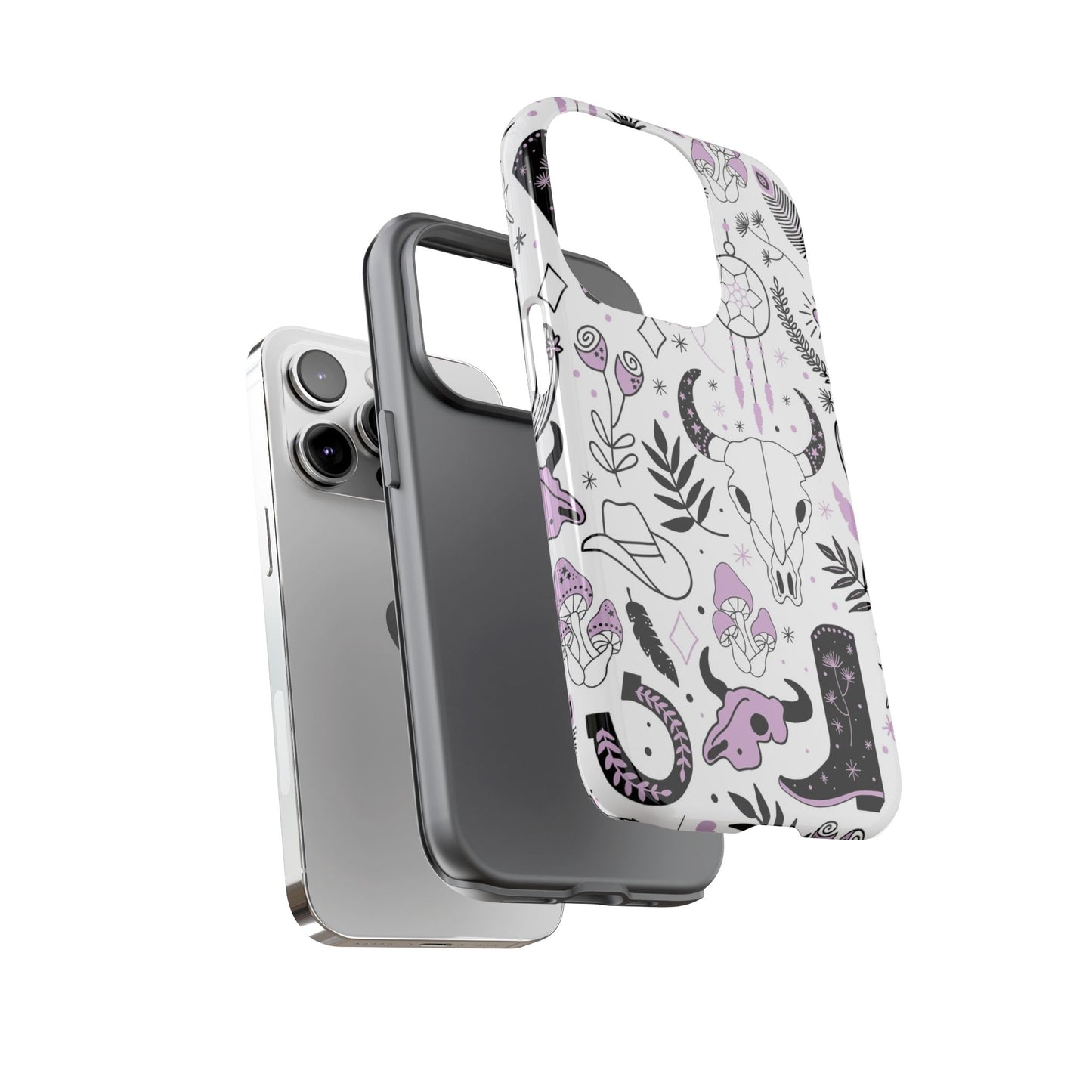Purple and Black Western Protective Drop Proof Case Iphone, Samsung and Google phones