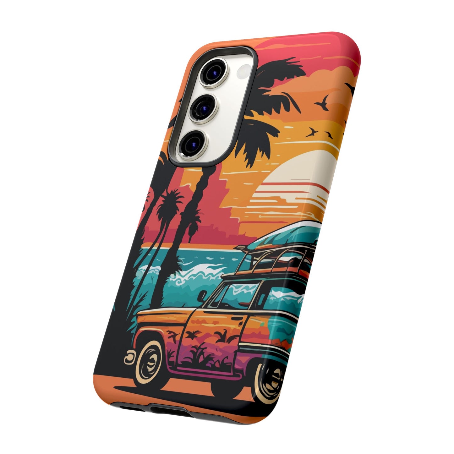 Summer Retro Sunset Protective Phone Case