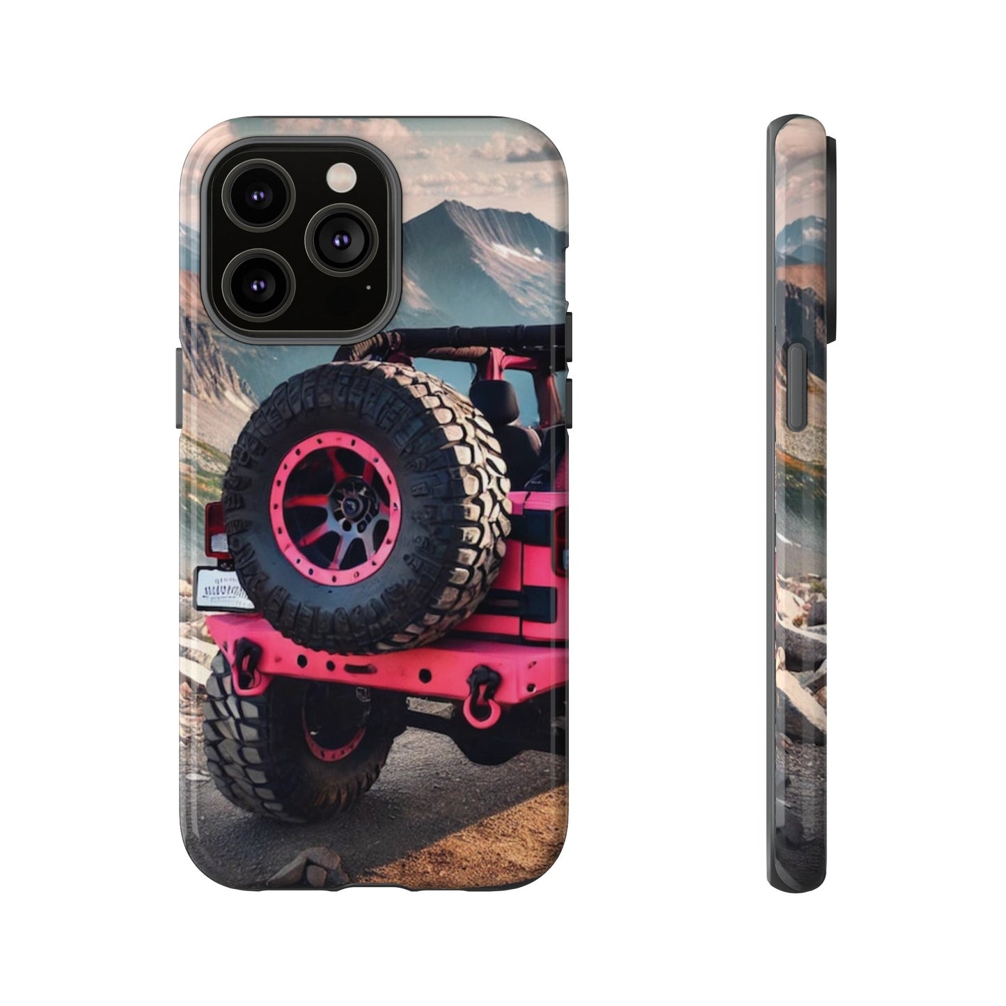 Pink Jeep Tire Protective Phone Case