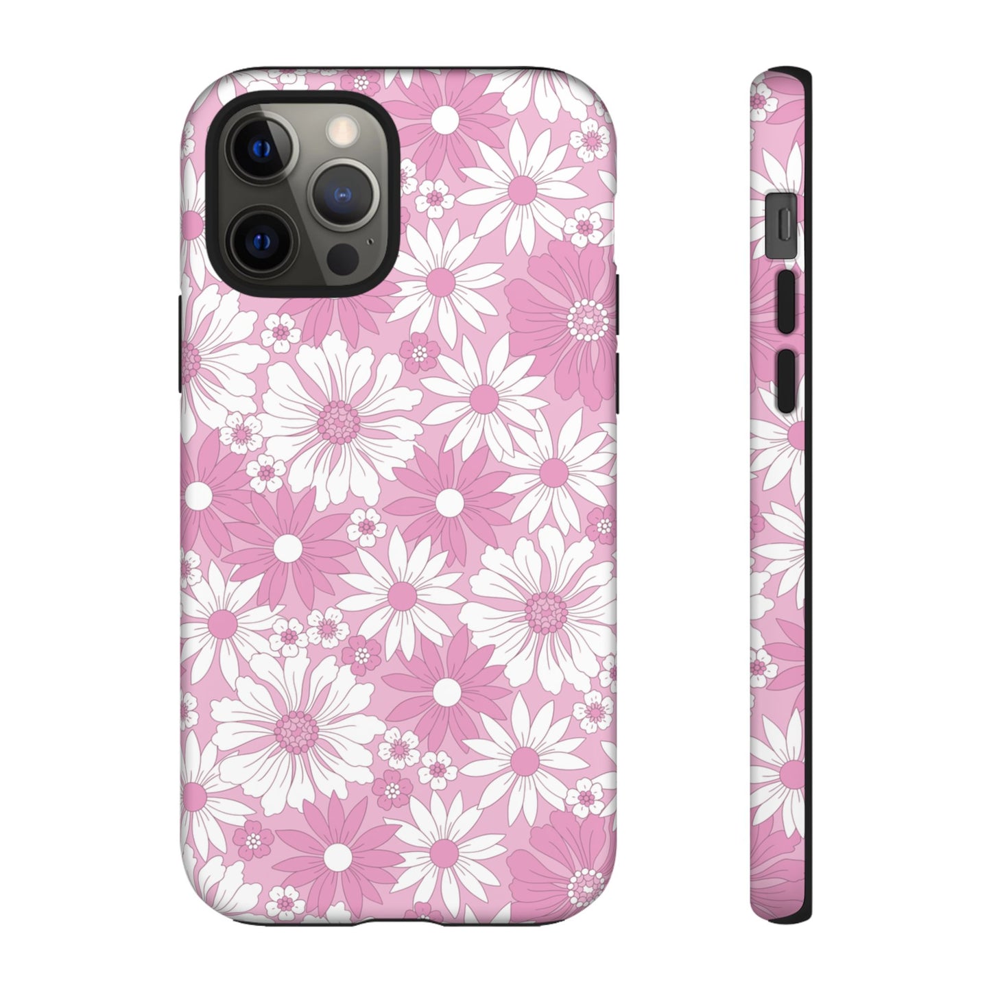 Pink and White Flowers Protective Phone Case