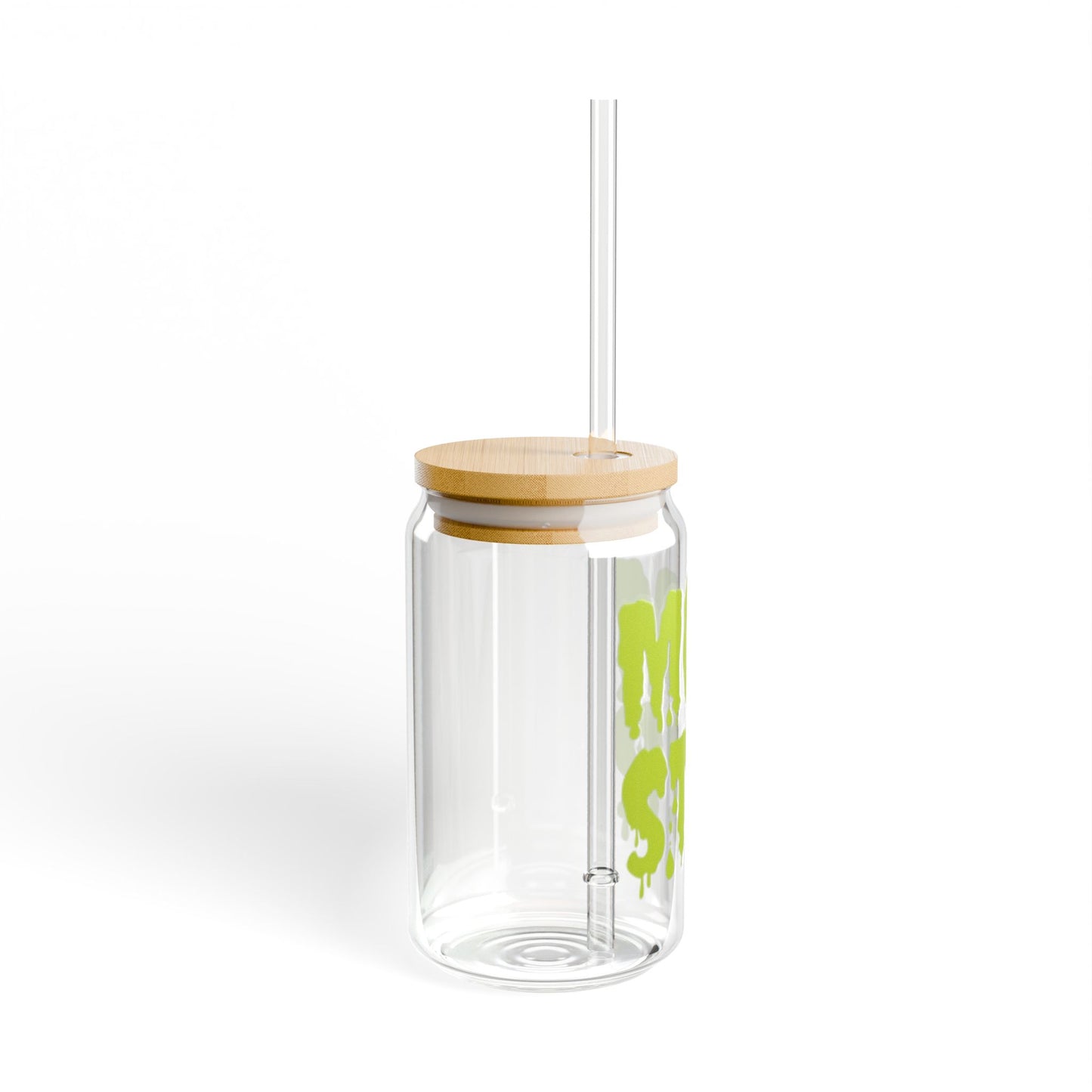 Monster 16oz Glass Can with Lid and Straw